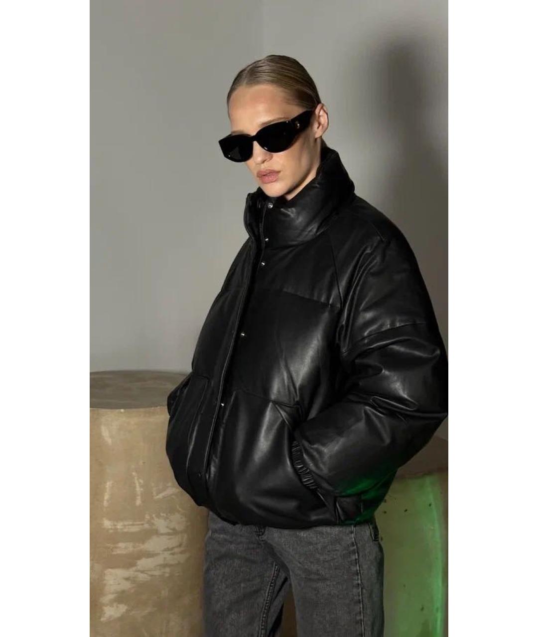 YVES SALOMON Черный кожаный пуховик, фото 3