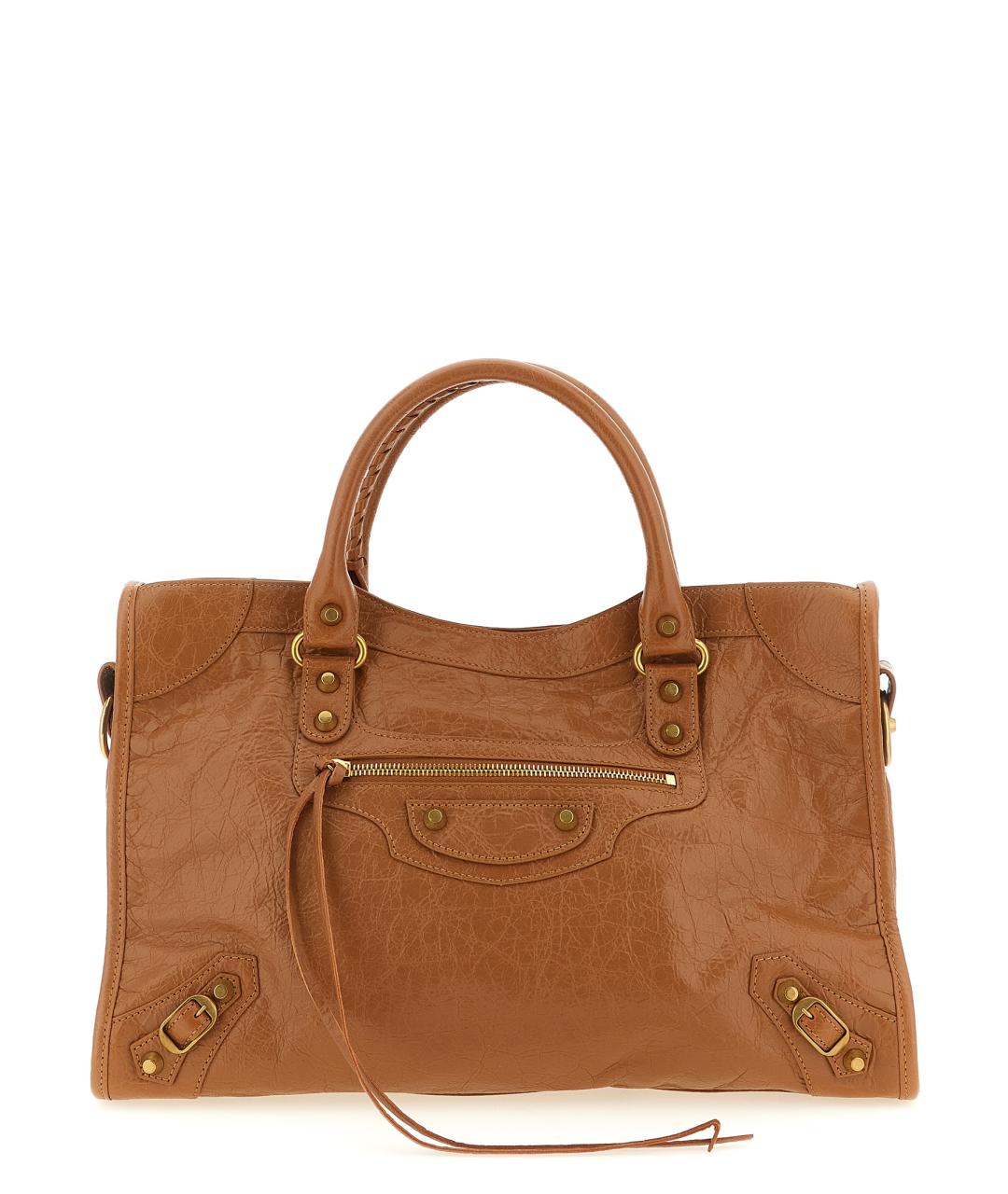 BALENCIAGA Коричневая кожаная сумка тоут, фото 1