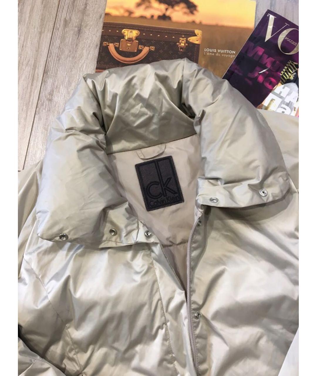 CALVIN KLEIN Бежевый полиэстеровый пуховик, фото 4