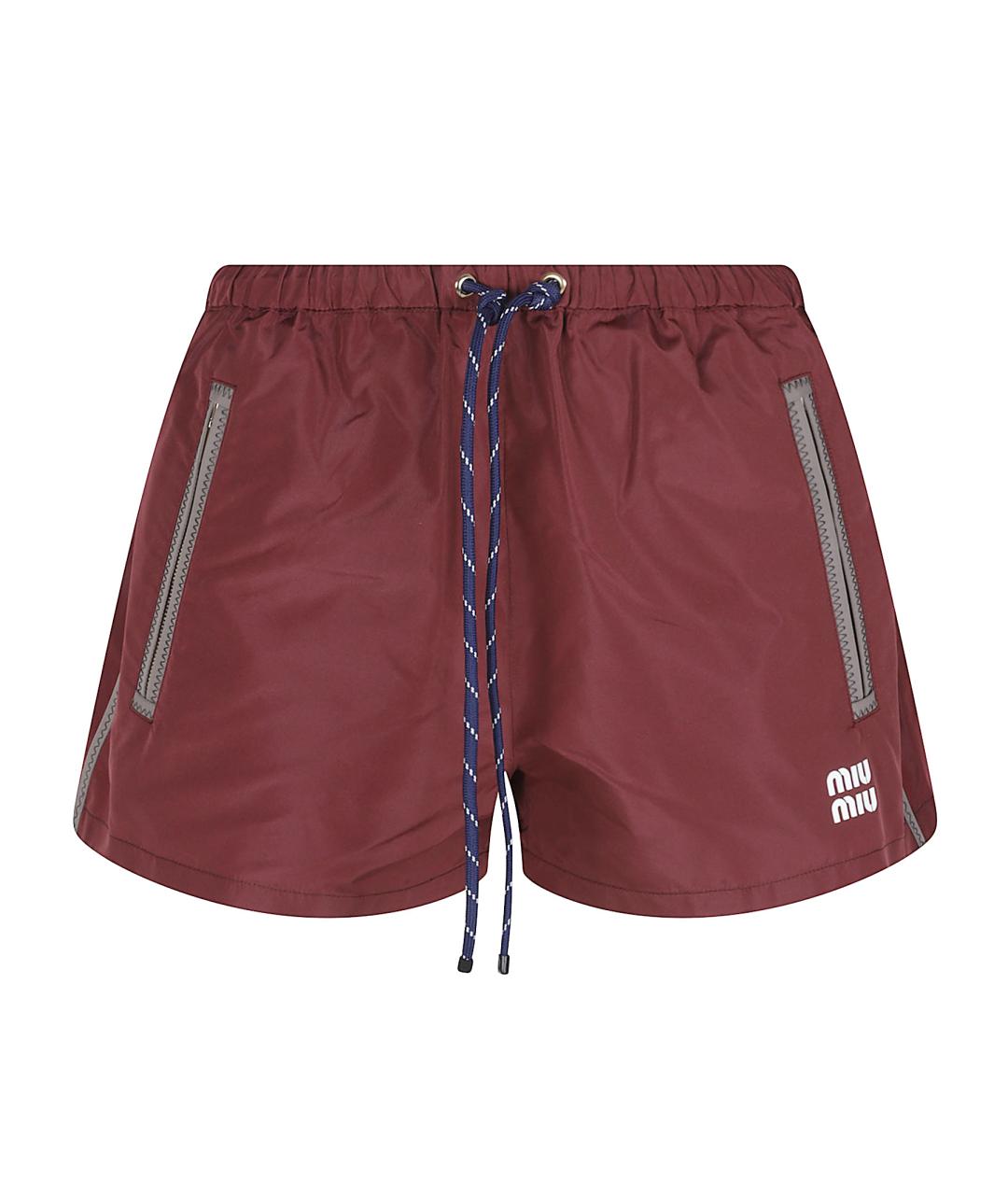 MIU MIU Бордовые полиэстеровые шорты, фото 1