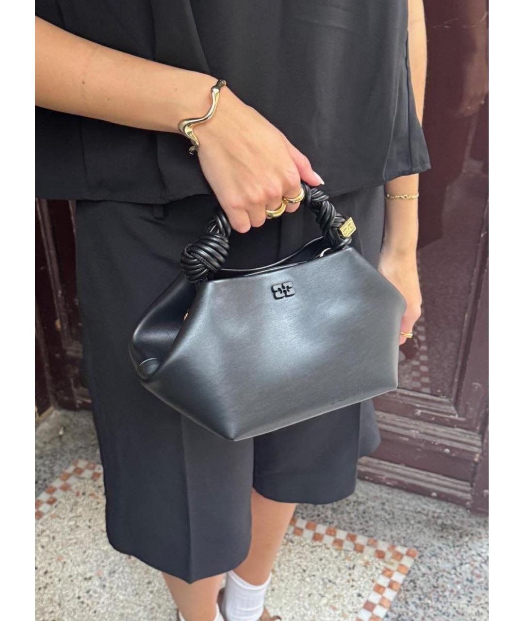 GANNI Черная кожаная сумка через плечо, фото 7