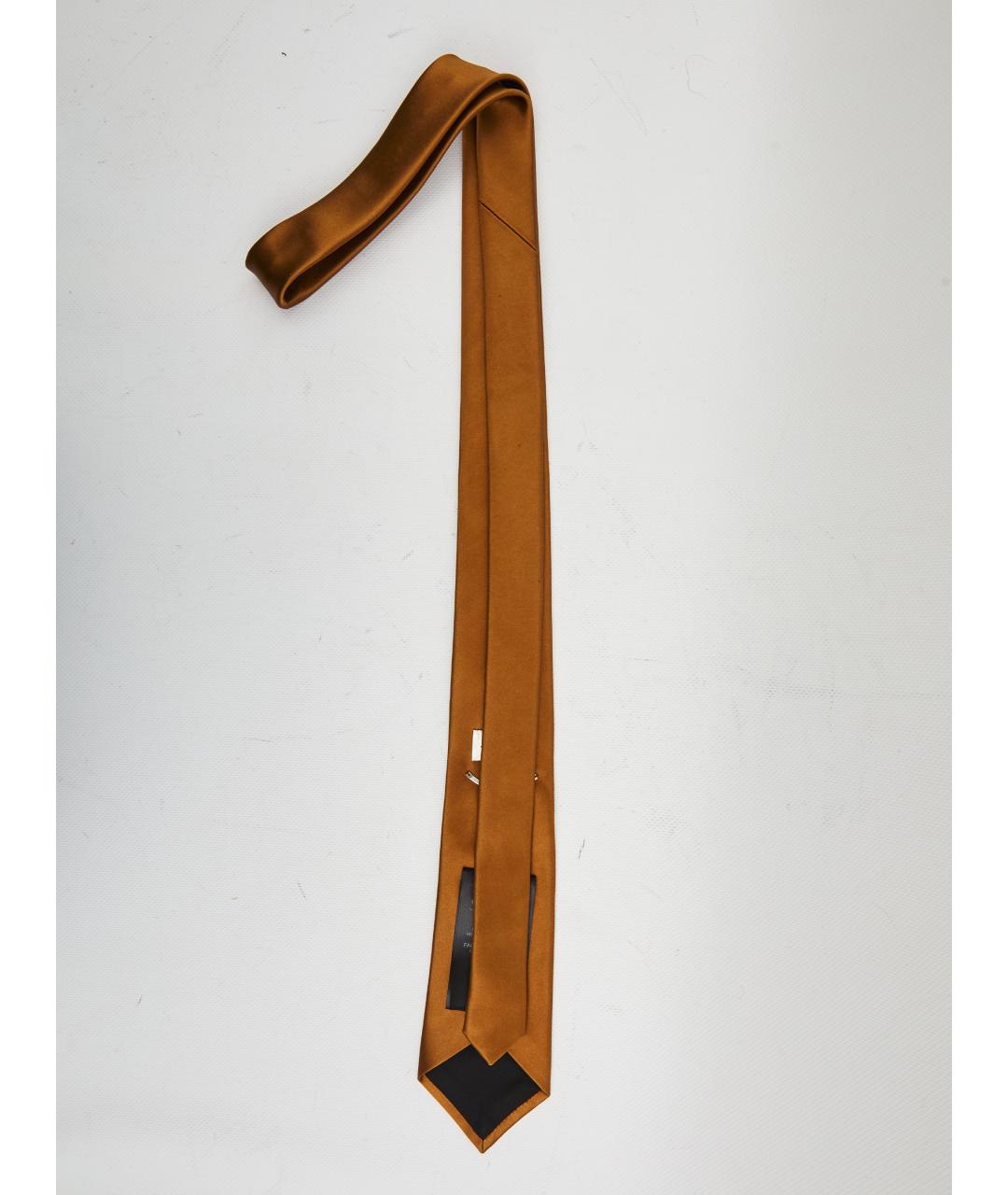 SAINT LAURENT Коричневый шелковый галстук, фото 3