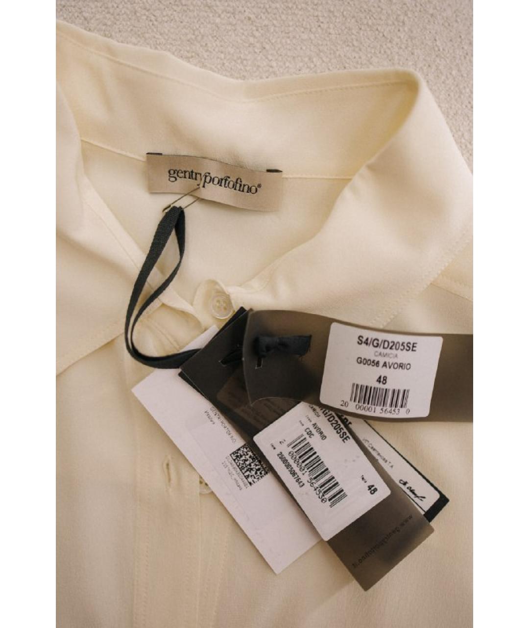 GENTRY PORTOFINO Бежевая шелковая блузы, фото 3