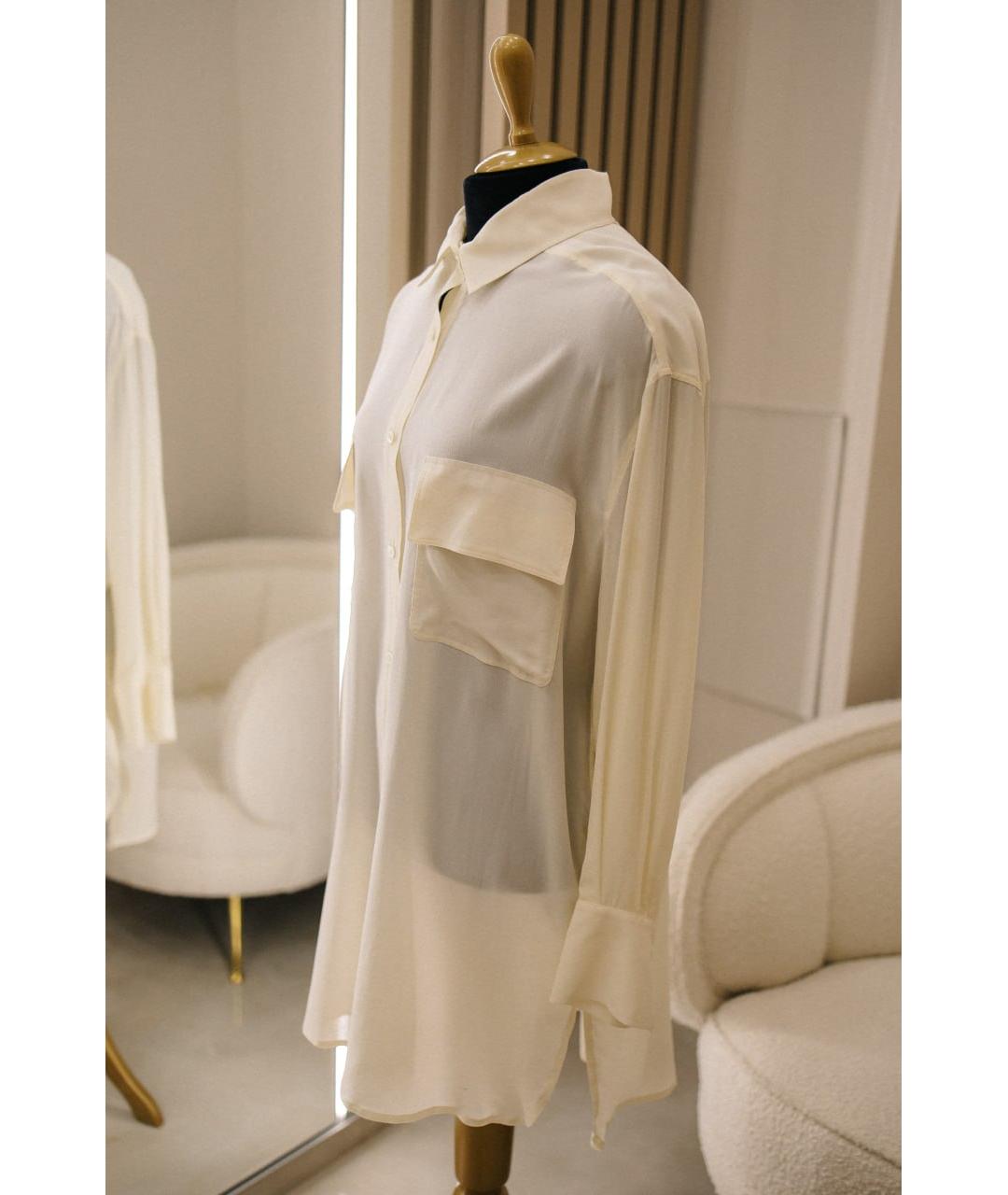 GENTRY PORTOFINO Бежевая шелковая блузы, фото 5