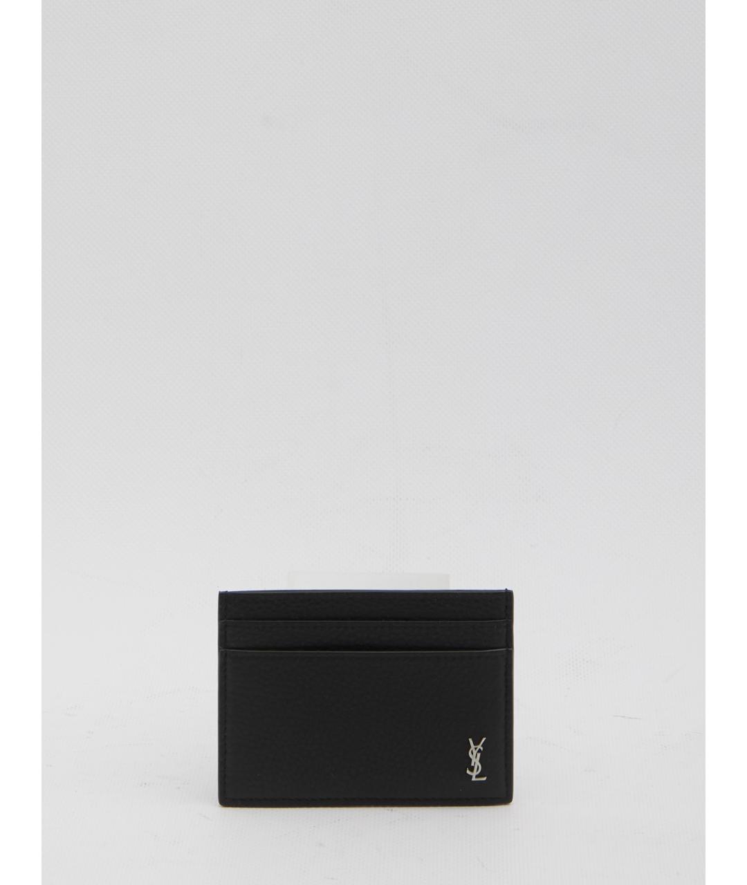 SAINT LAURENT Черный кожаный кардхолдер, фото 4