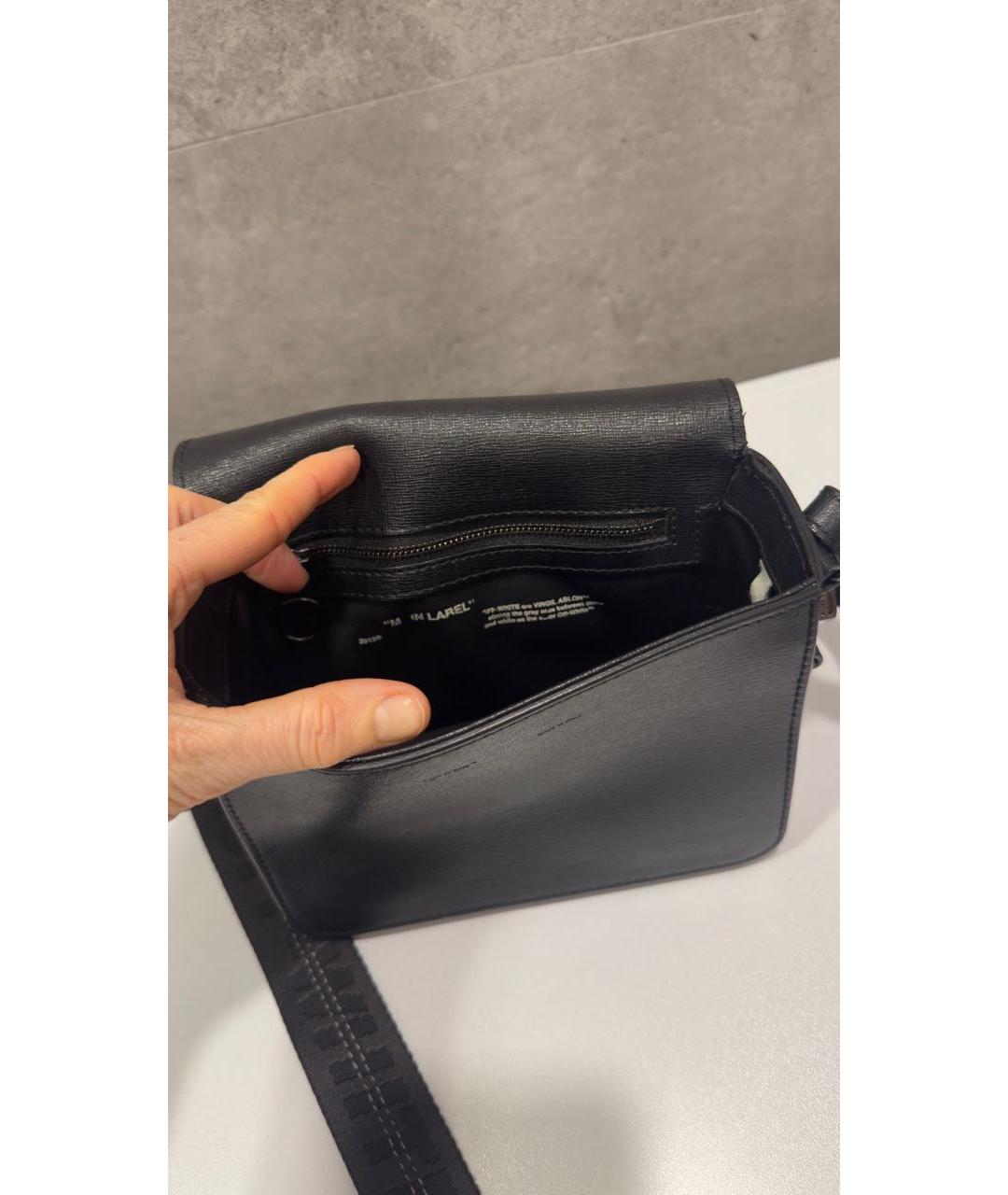 OFF-WHITE Черная кожаная сумка через плечо, фото 3
