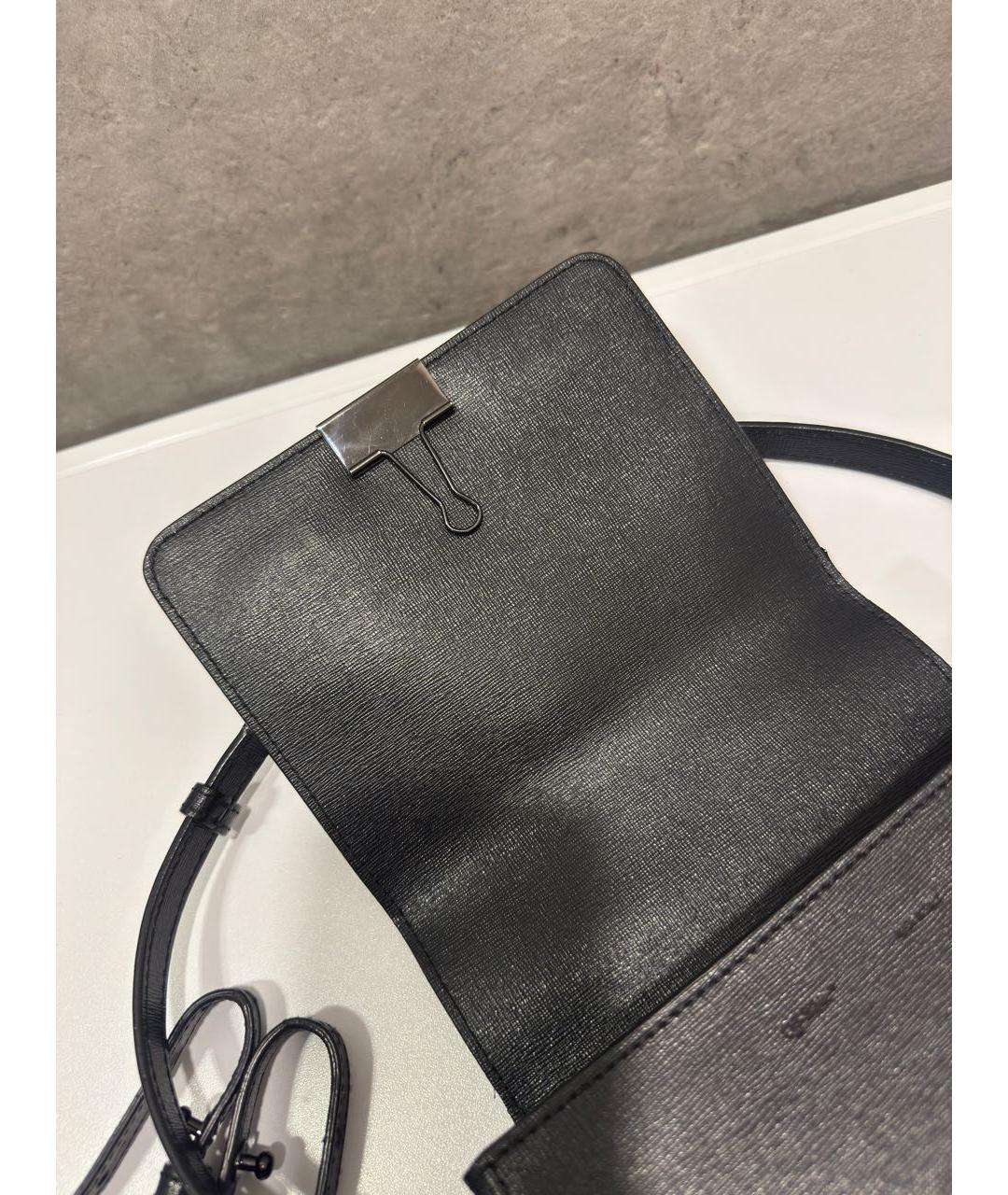 OFF-WHITE Черная кожаная сумка через плечо, фото 4