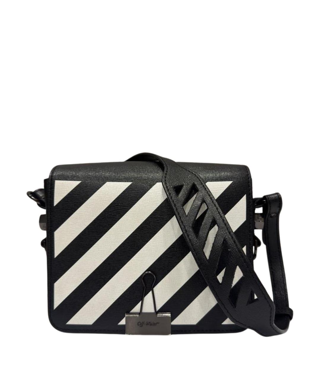 OFF-WHITE Черная кожаная сумка через плечо, фото 1