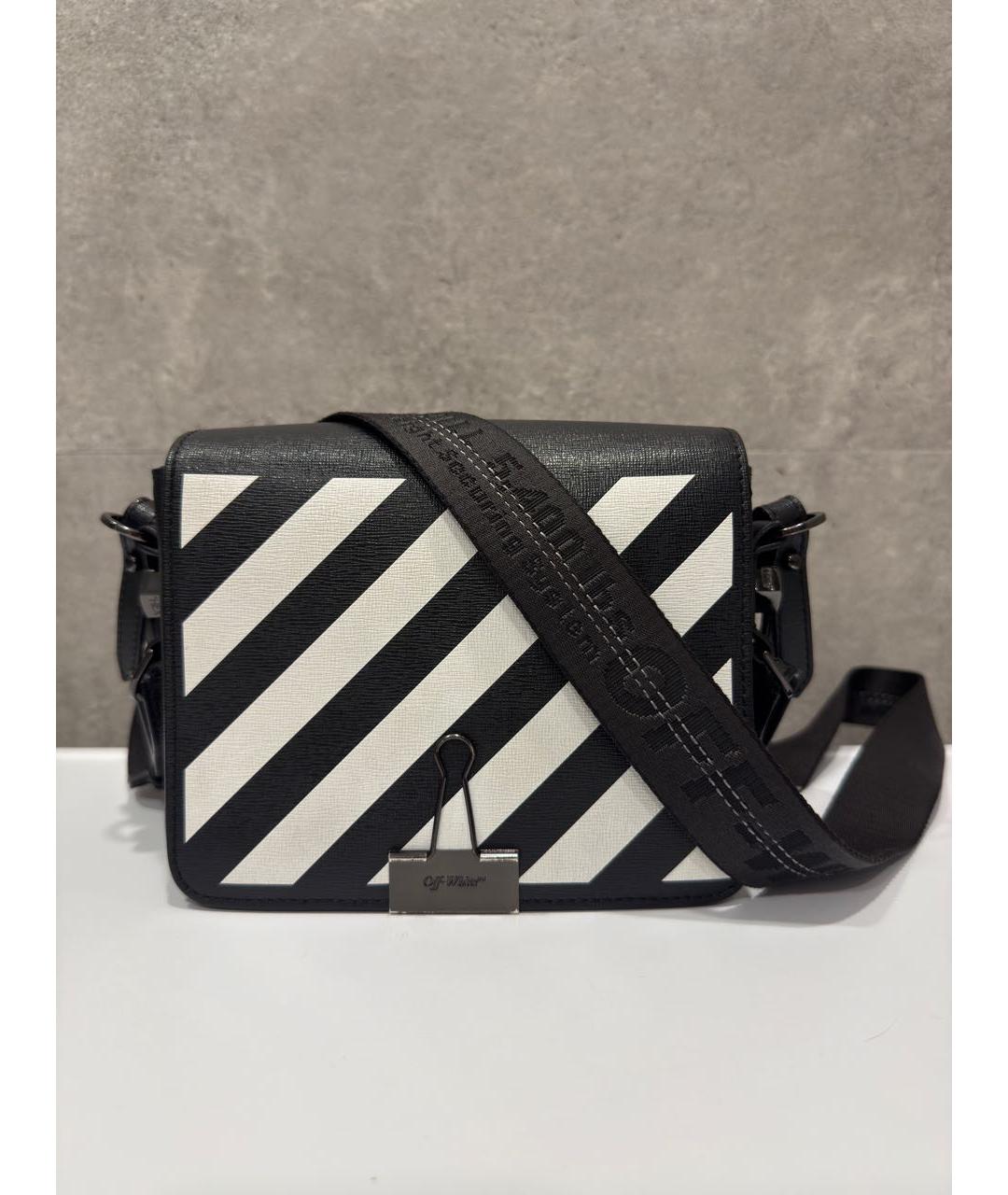 OFF-WHITE Черная кожаная сумка через плечо, фото 5