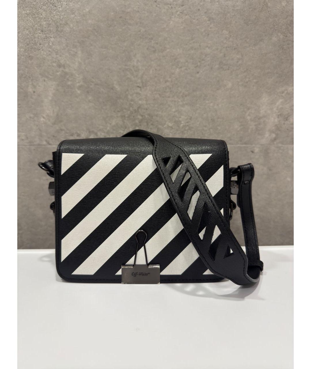 OFF-WHITE Черная кожаная сумка через плечо, фото 7