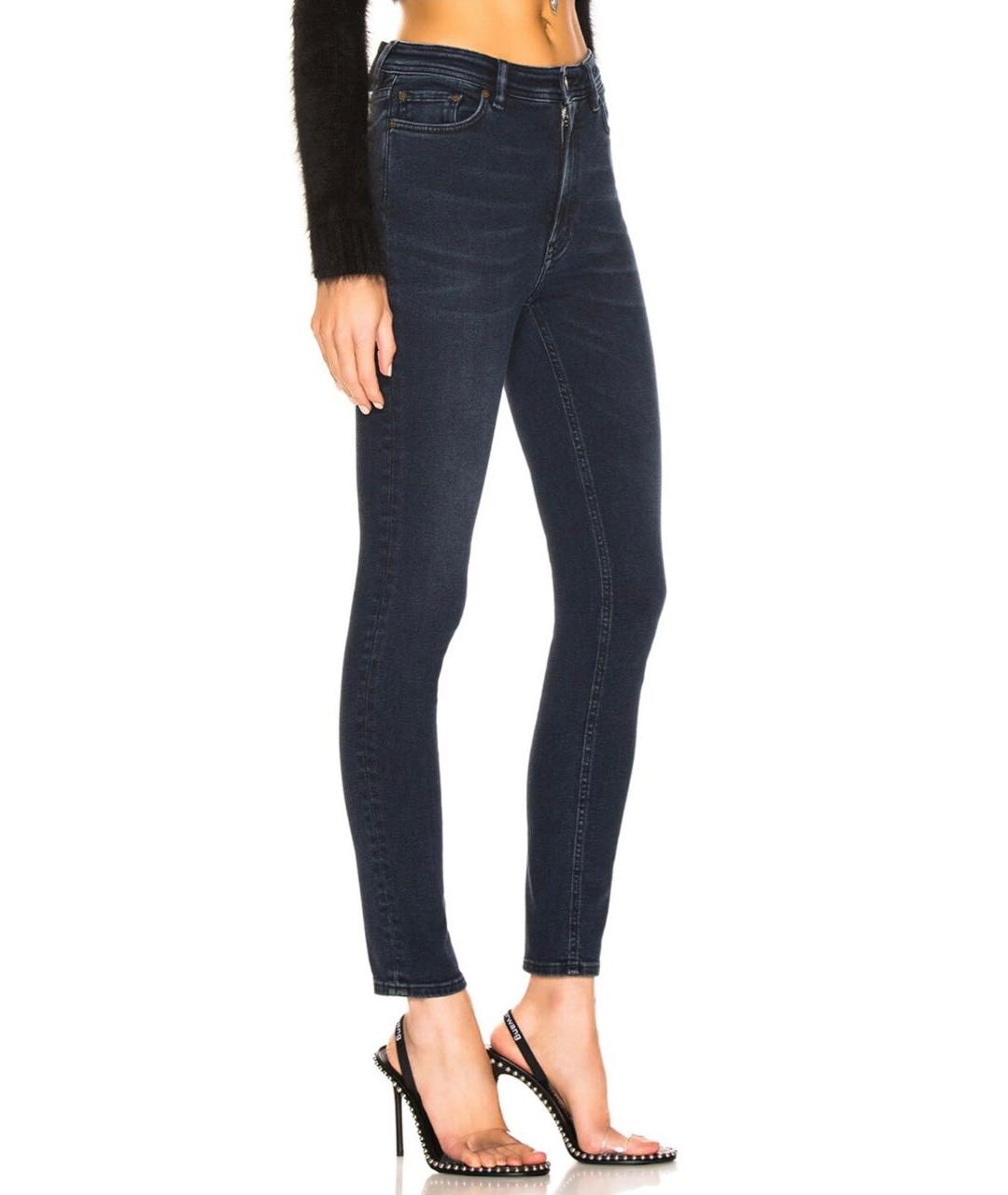 ACNE STUDIOS Темно-синие хлопко-полиэстеровые джинсы слим, фото 5