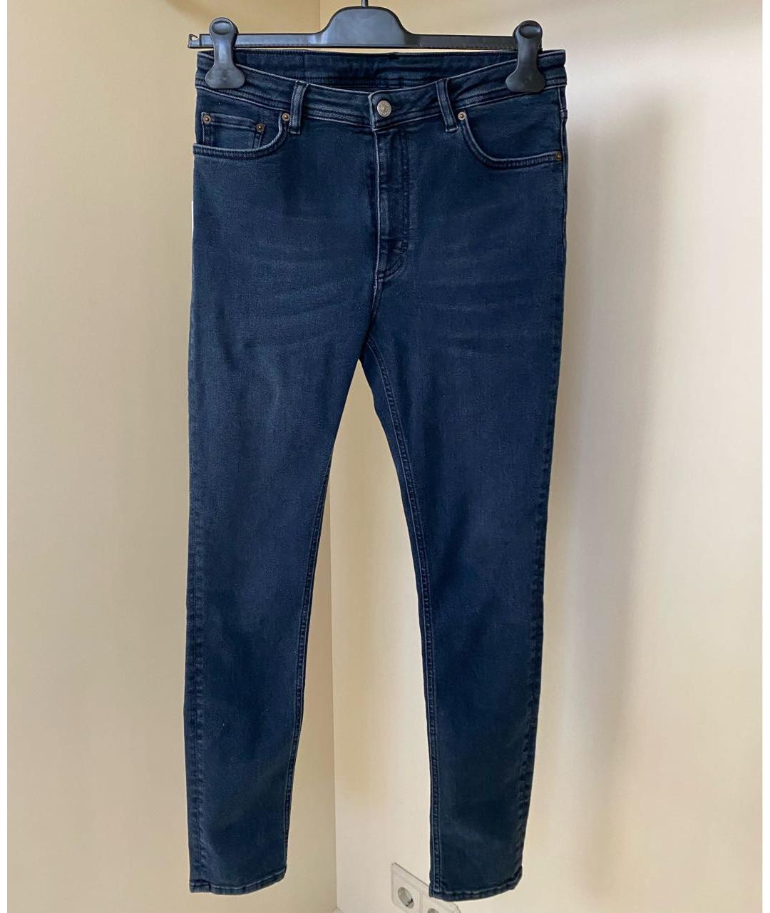 ACNE STUDIOS Темно-синие хлопко-полиэстеровые джинсы слим, фото 6