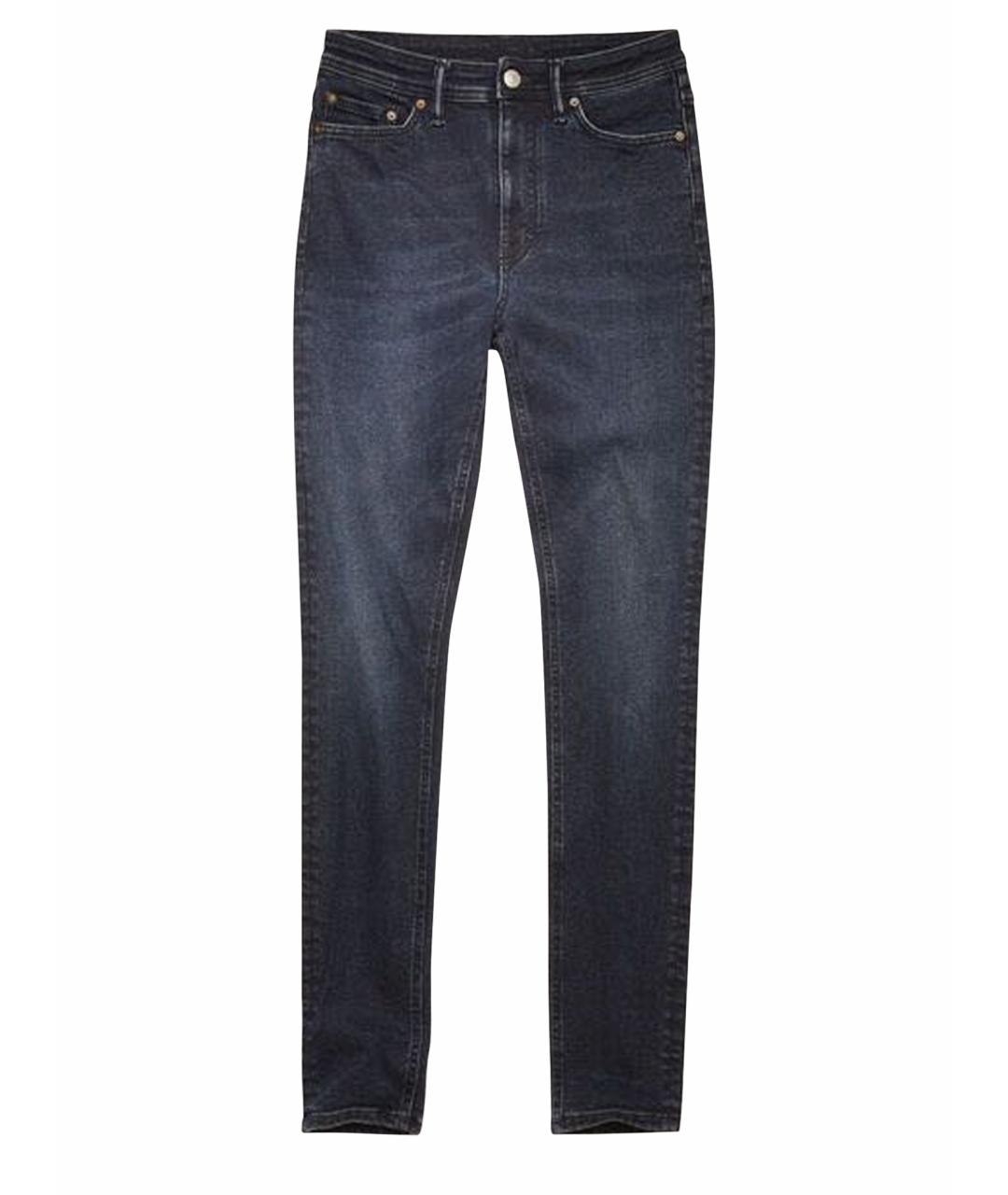 ACNE STUDIOS Темно-синие хлопко-полиэстеровые джинсы слим, фото 1