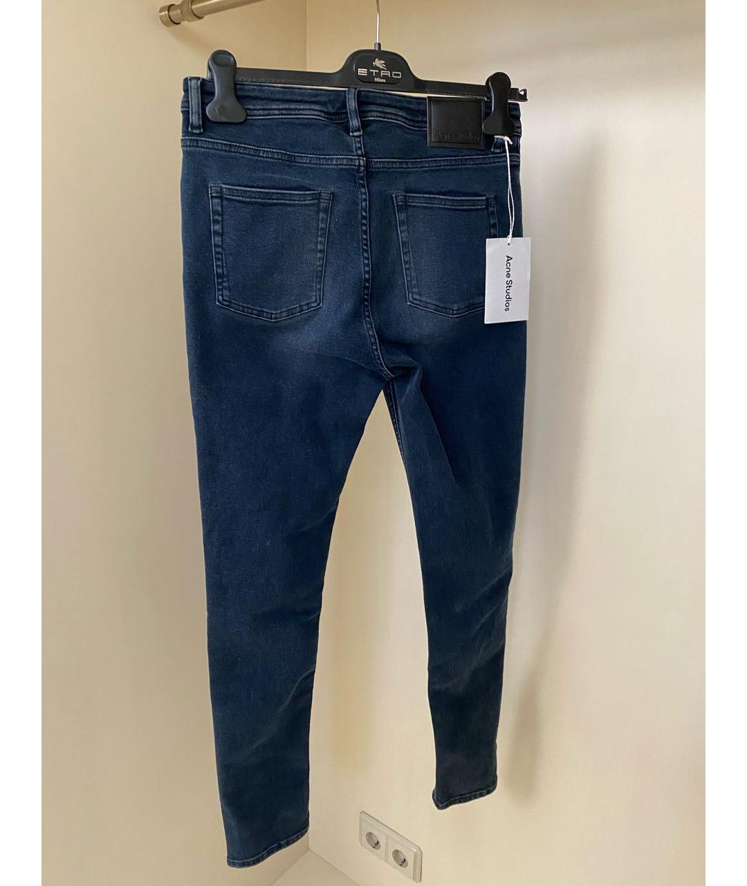 ACNE STUDIOS Темно-синие хлопко-полиэстеровые джинсы слим, фото 7