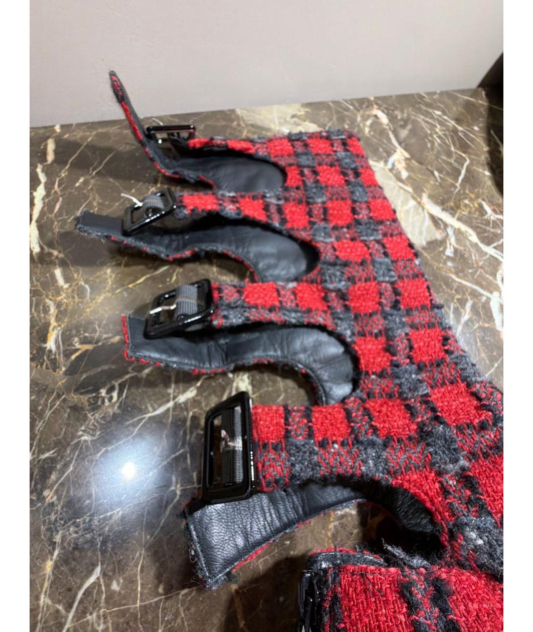 CHANEL Красные текстильные сапоги, фото 5