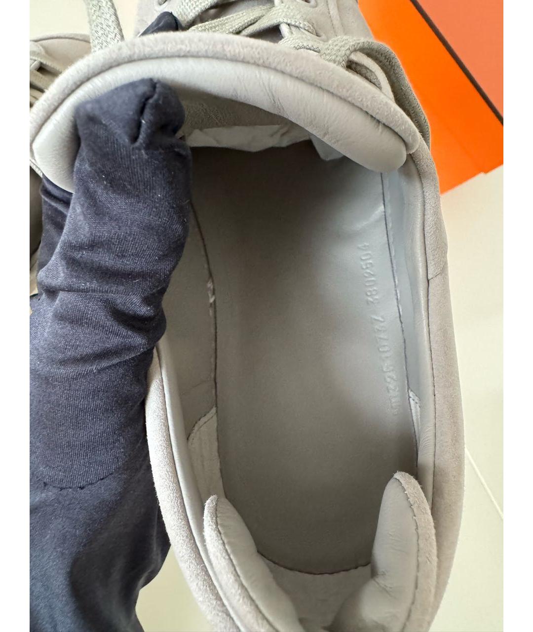 HERMES Хаки замшевые кеды, фото 7