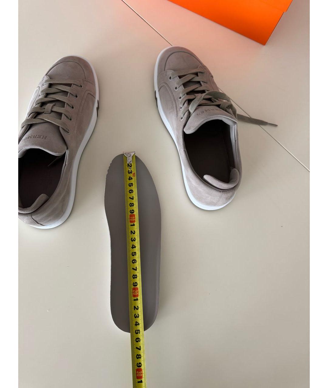 HERMES Хаки замшевые кеды, фото 8