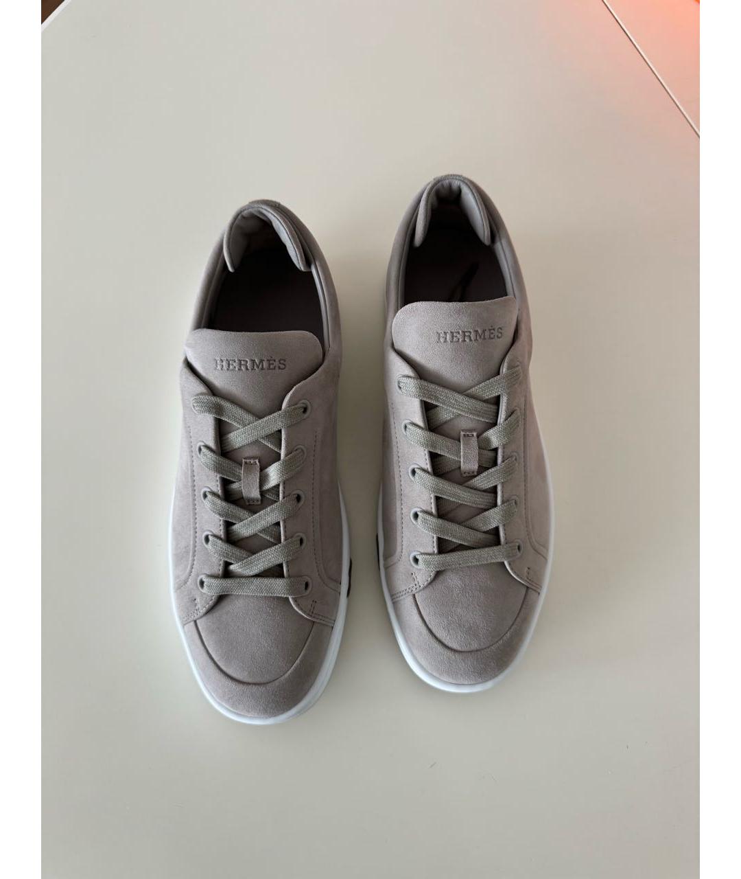 HERMES Хаки замшевые кеды, фото 3