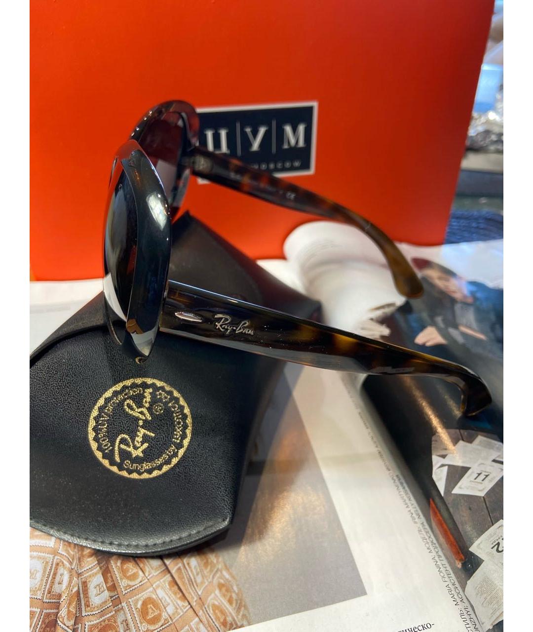 RAY BAN Коричневые пластиковые солнцезащитные очки, фото 2