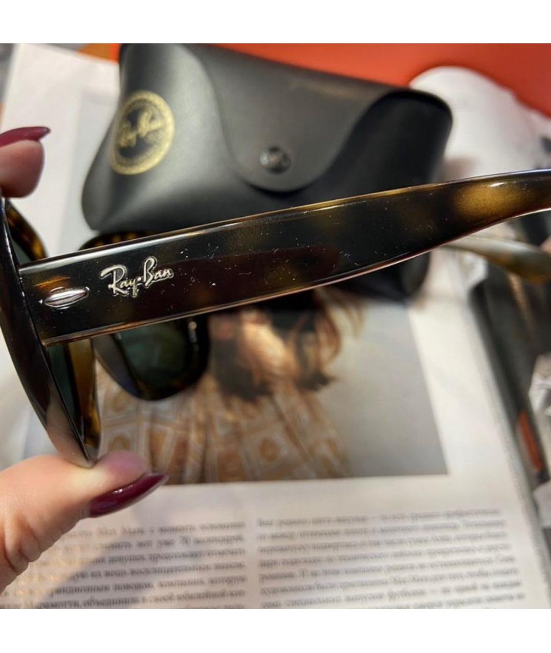 RAY BAN Коричневые пластиковые солнцезащитные очки, фото 3