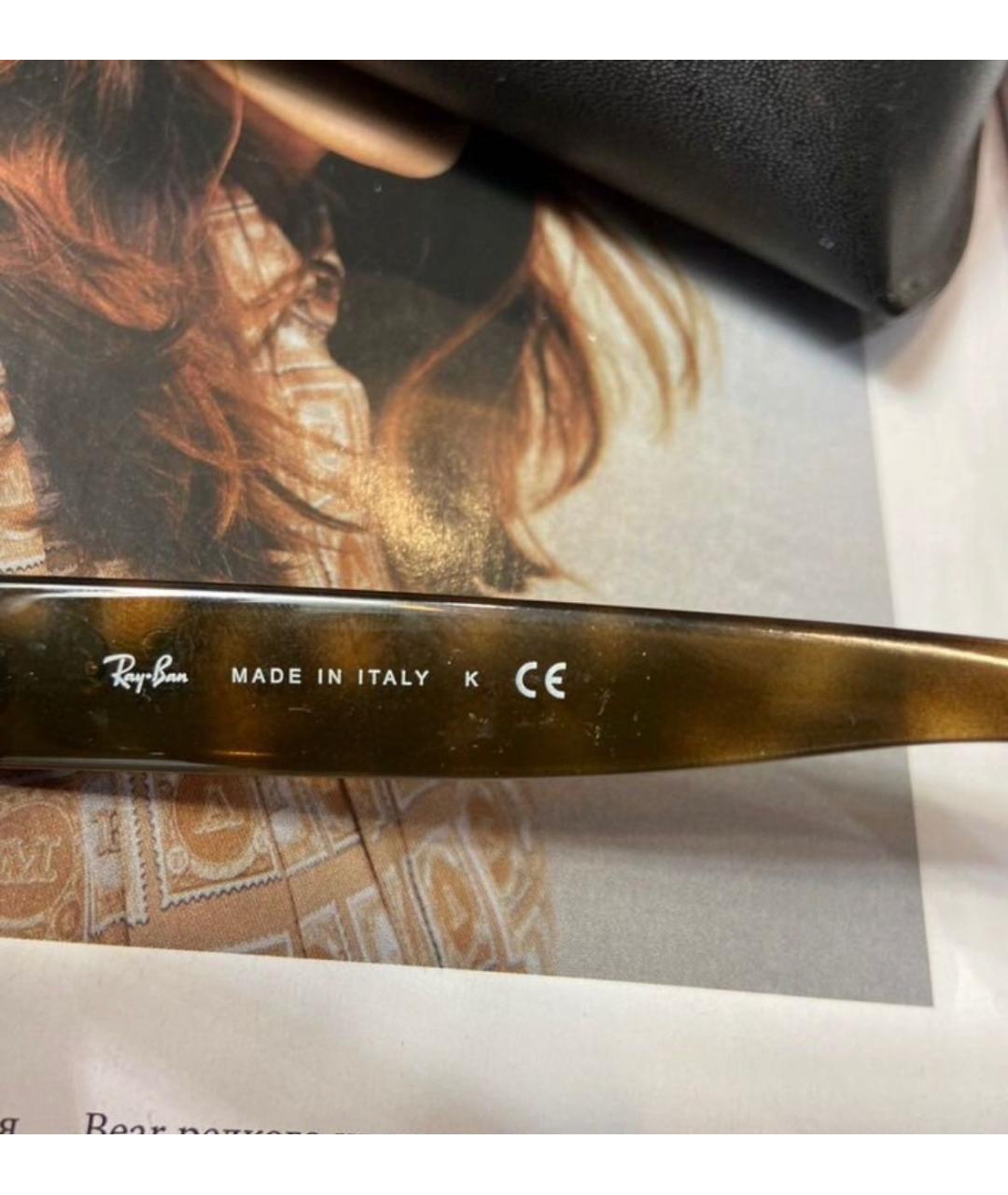 RAY BAN Коричневые пластиковые солнцезащитные очки, фото 6