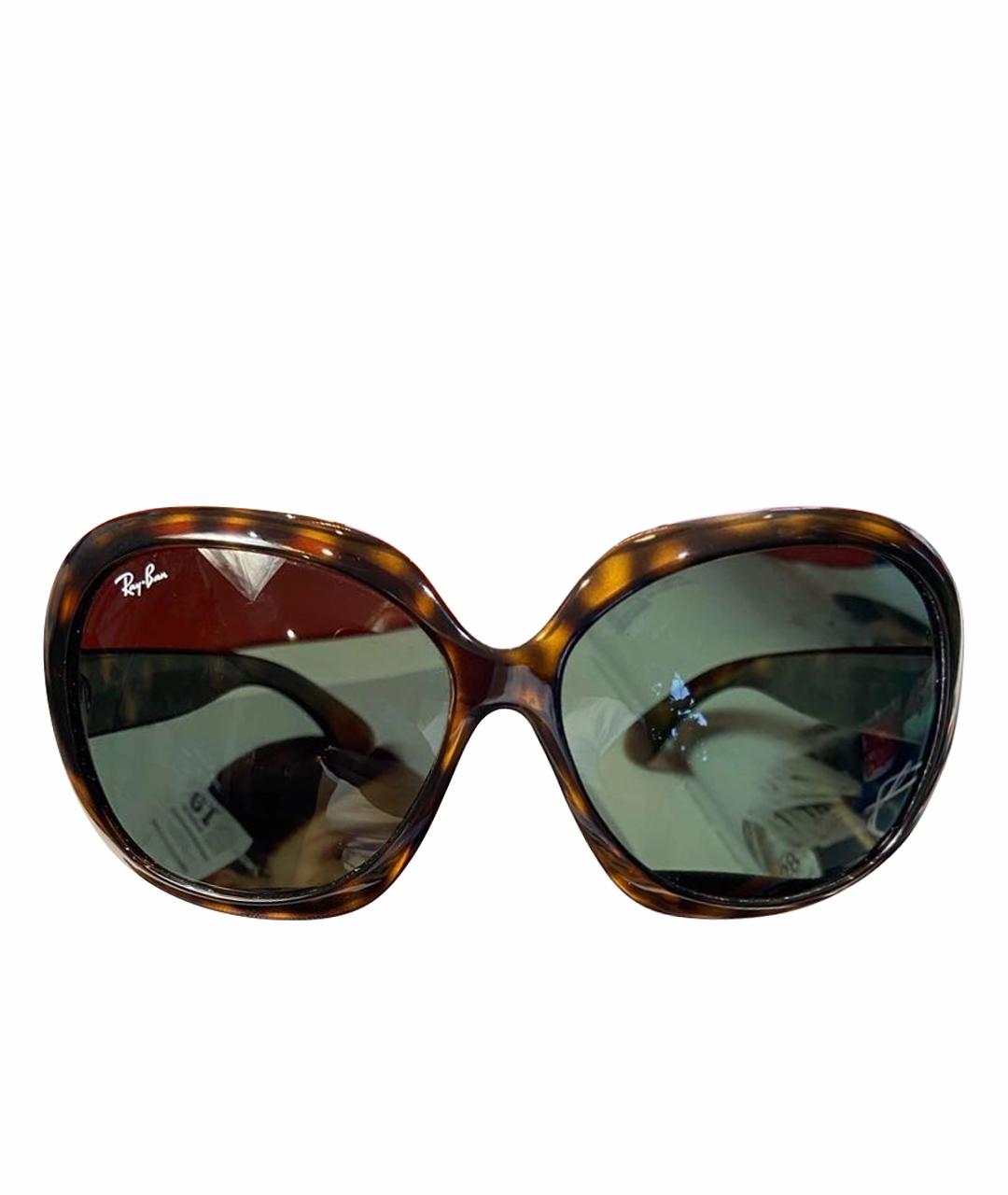 RAY BAN Коричневые пластиковые солнцезащитные очки, фото 1