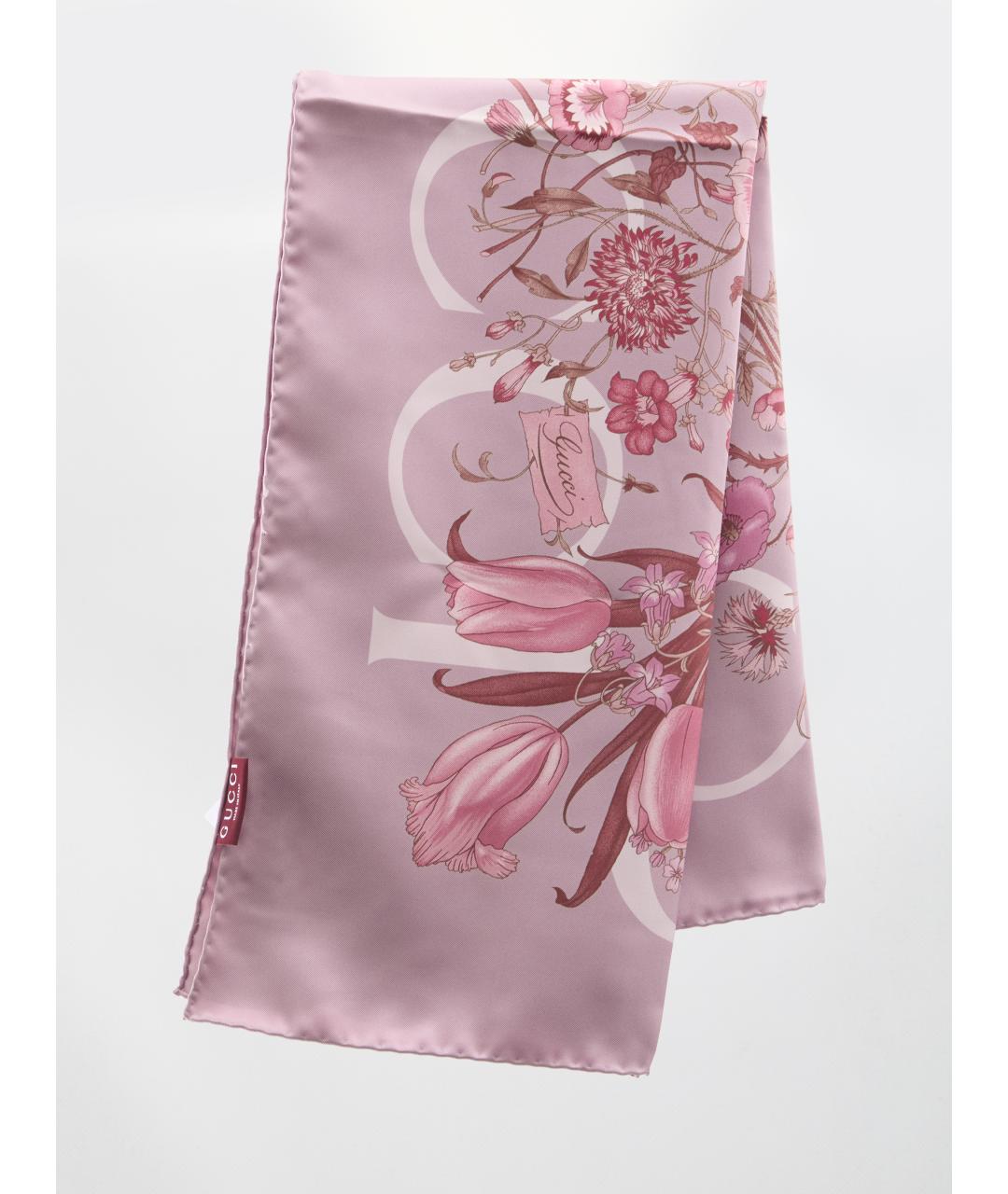 GUCCI Розовый шелковый платок, фото 3