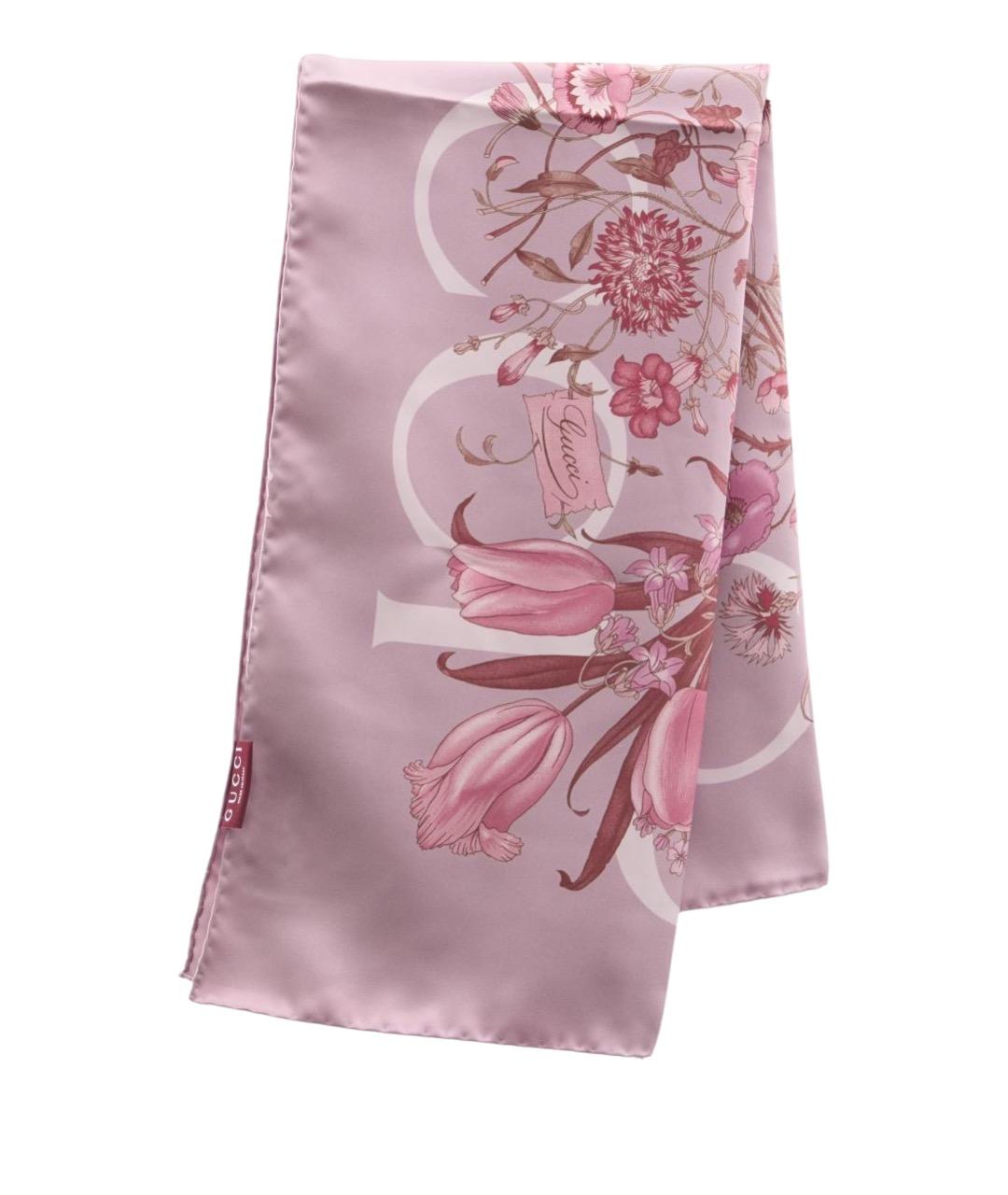 GUCCI Розовый шелковый платок, фото 1
