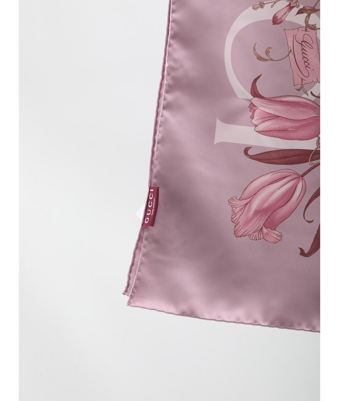 GUCCI Розовый шелковый платок, фото 2