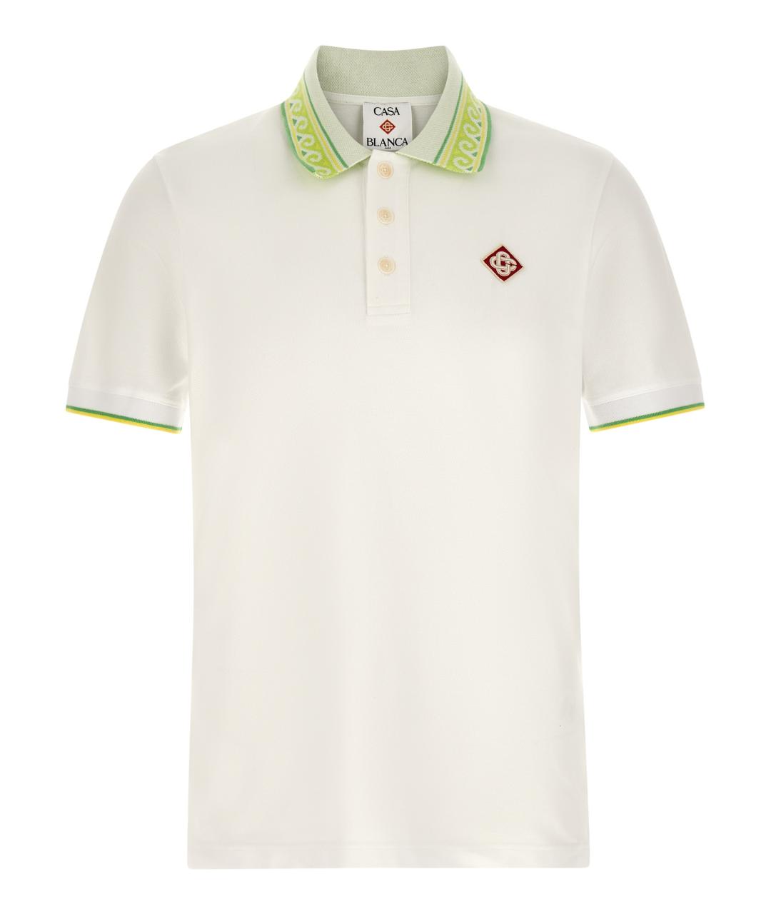 CASABLANCA Белое хлопковое поло с коротким рукавом, фото 1