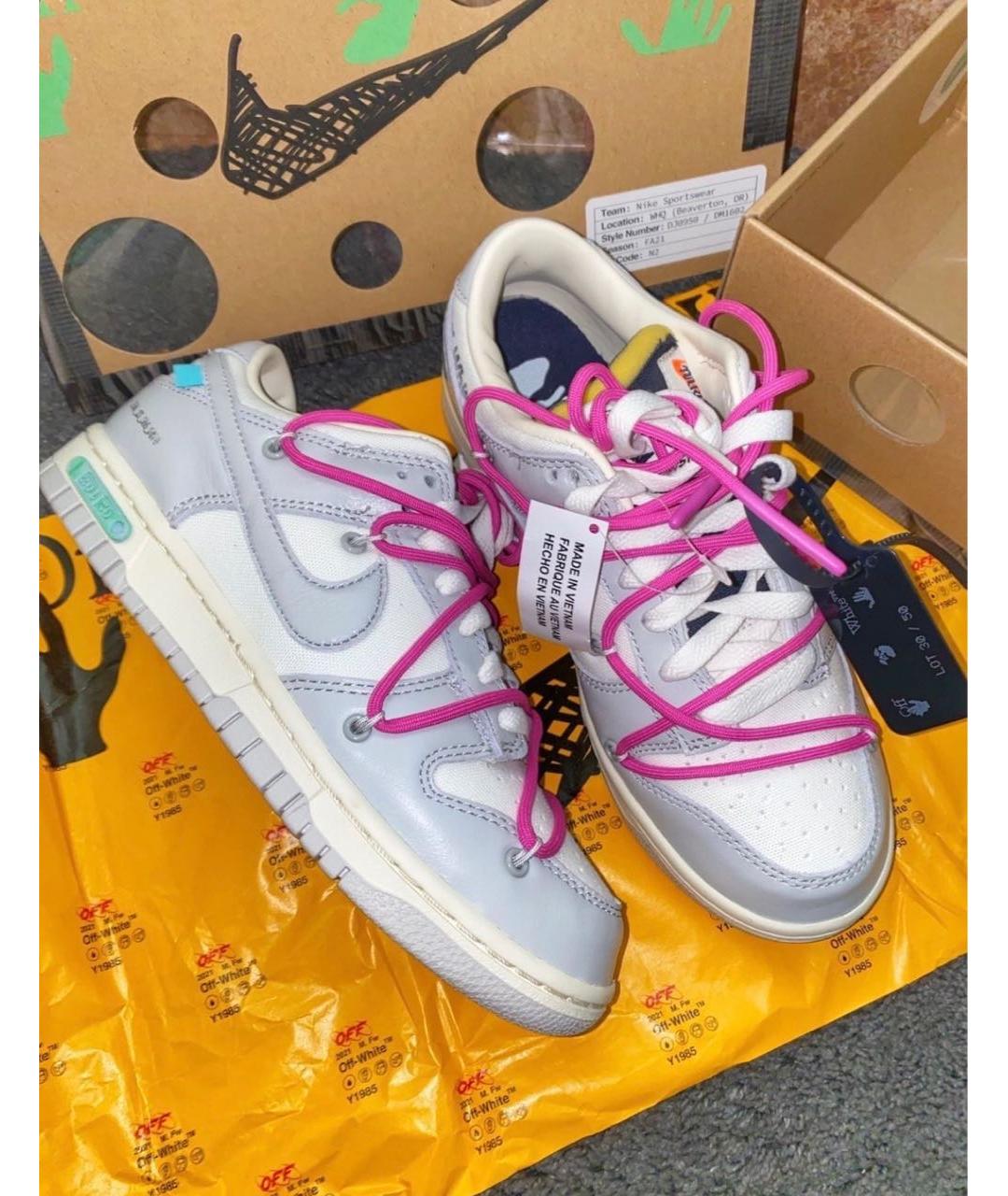 NIKE X OFF-WHITE Серые кожаные кроссовки, фото 2