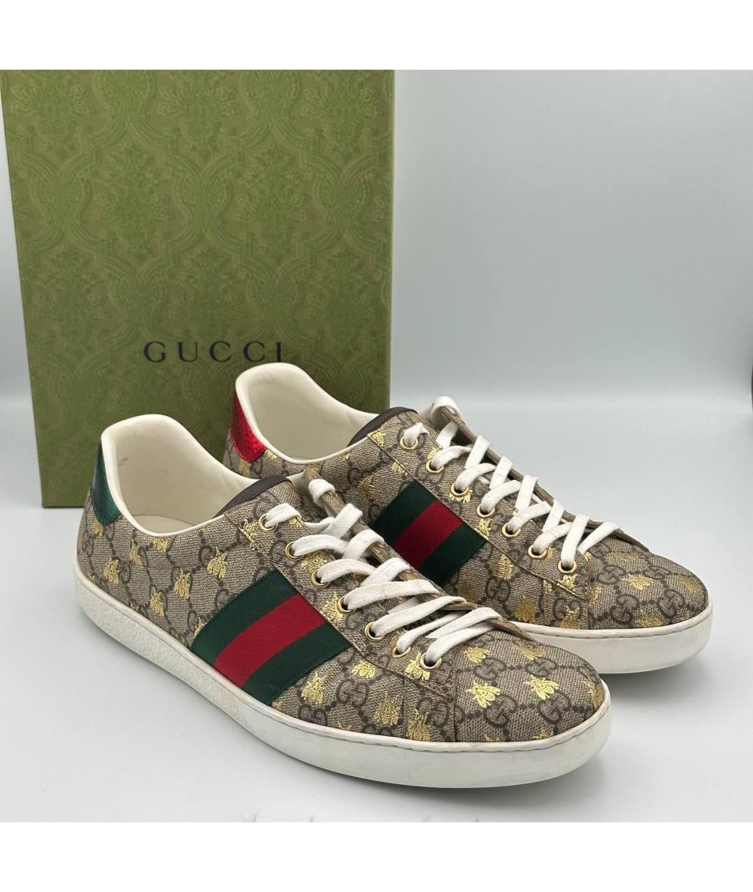 GUCCI Бежевые низкие кроссовки / кеды, фото 2