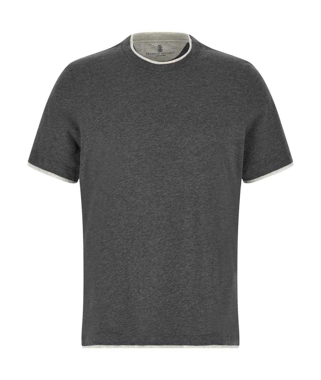 BRUNELLO CUCINELLI Серая хлопковая футболка, фото 1