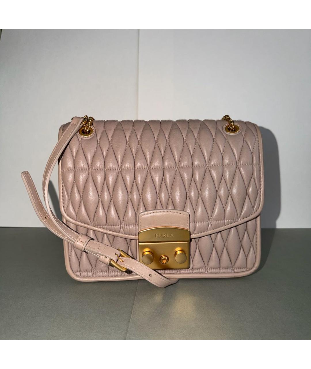 FURLA Бежевая кожаная сумка через плечо, фото 6