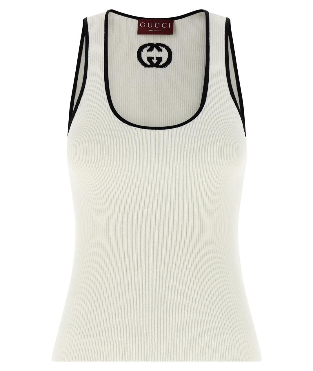 GUCCI Белая вискозная майка, фото 1