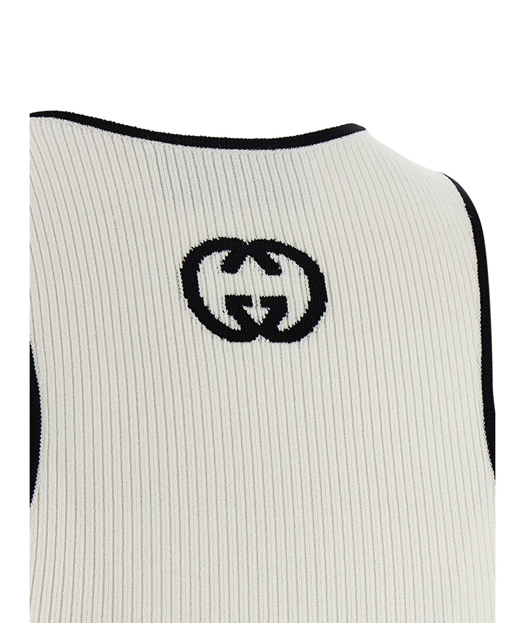 GUCCI Белая вискозная майка, фото 4