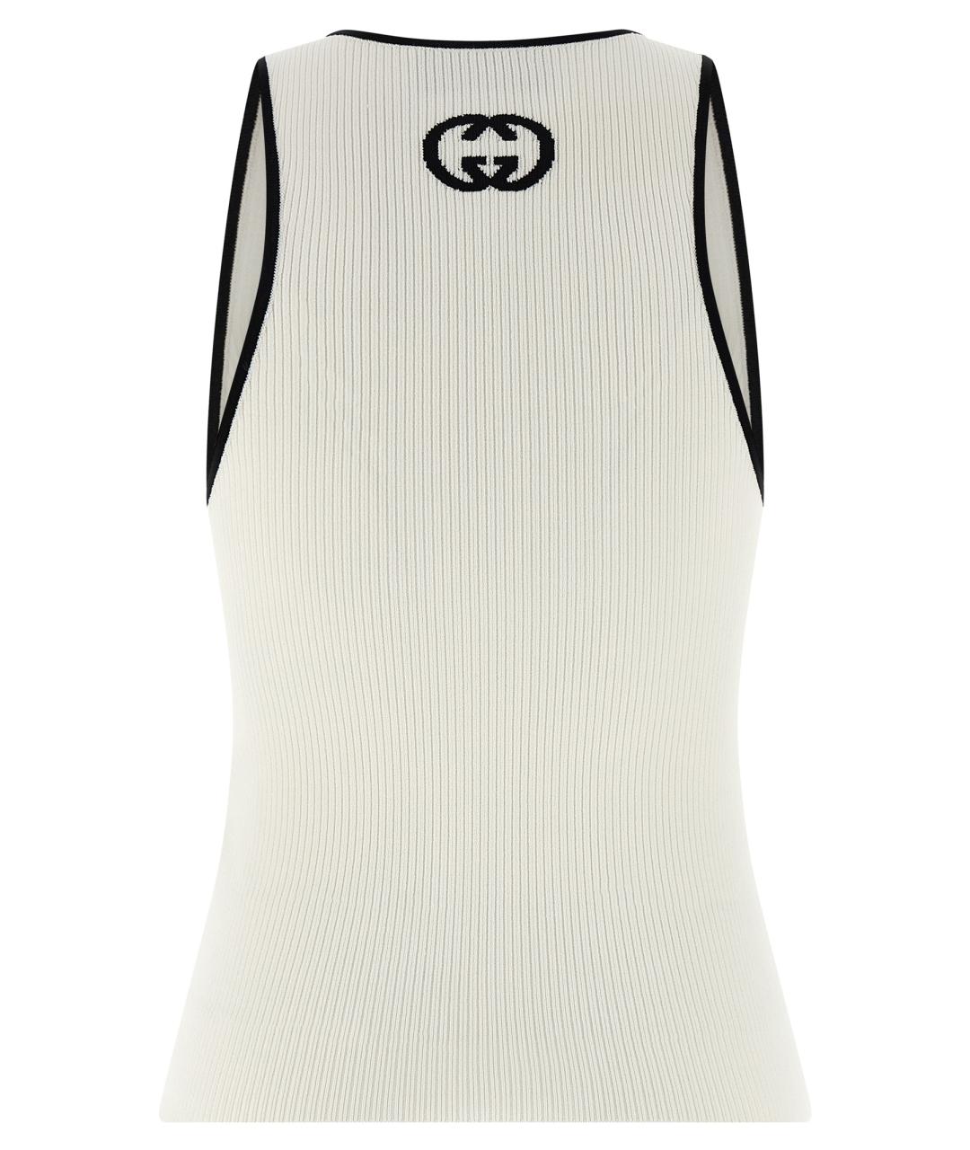 GUCCI Белая вискозная майка, фото 2