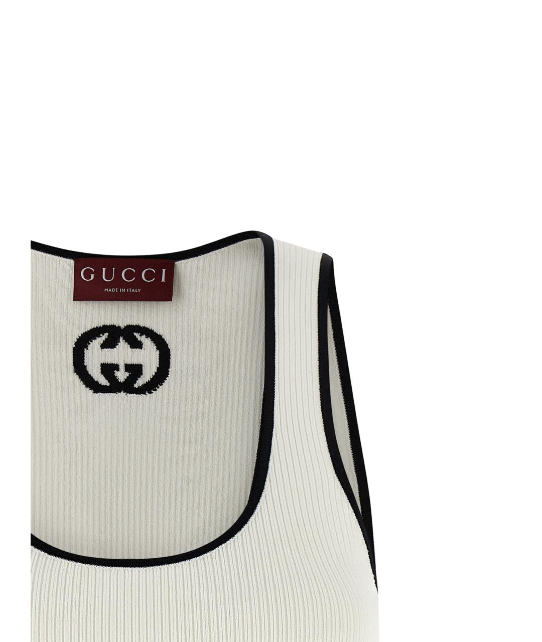 GUCCI Белая вискозная майка, фото 3