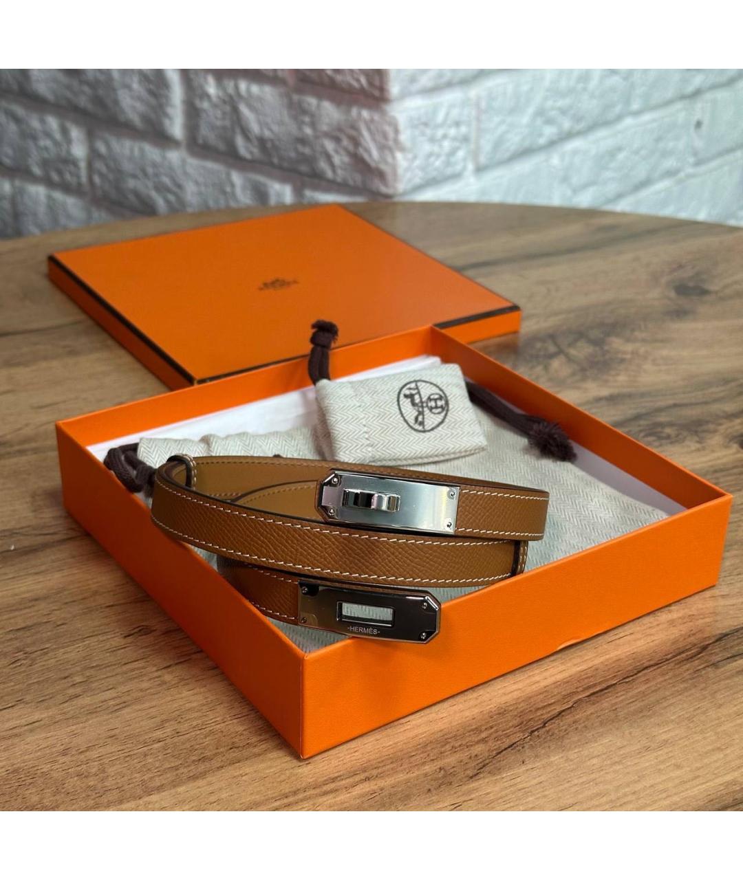 HERMES Коричневый кожаный ремень, фото 2