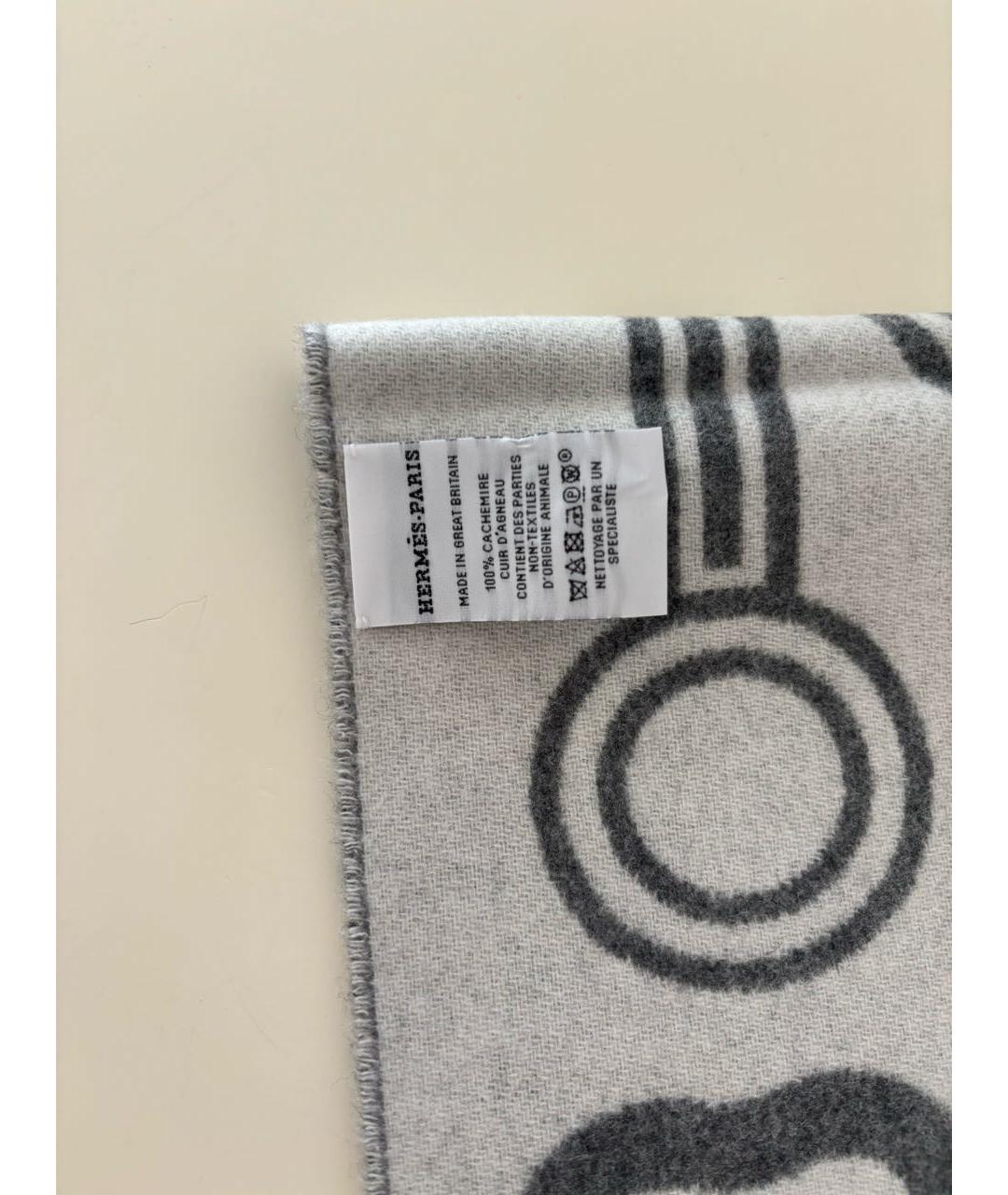 HERMES Серый кашемировый шарф, фото 5
