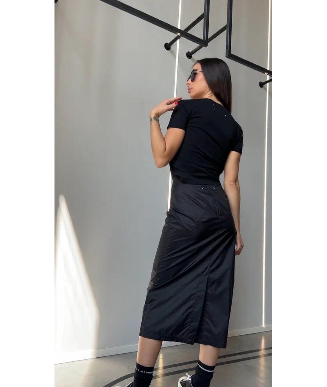 MAISON MARGIELA Черная полиамидовая юбка макси, фото 4