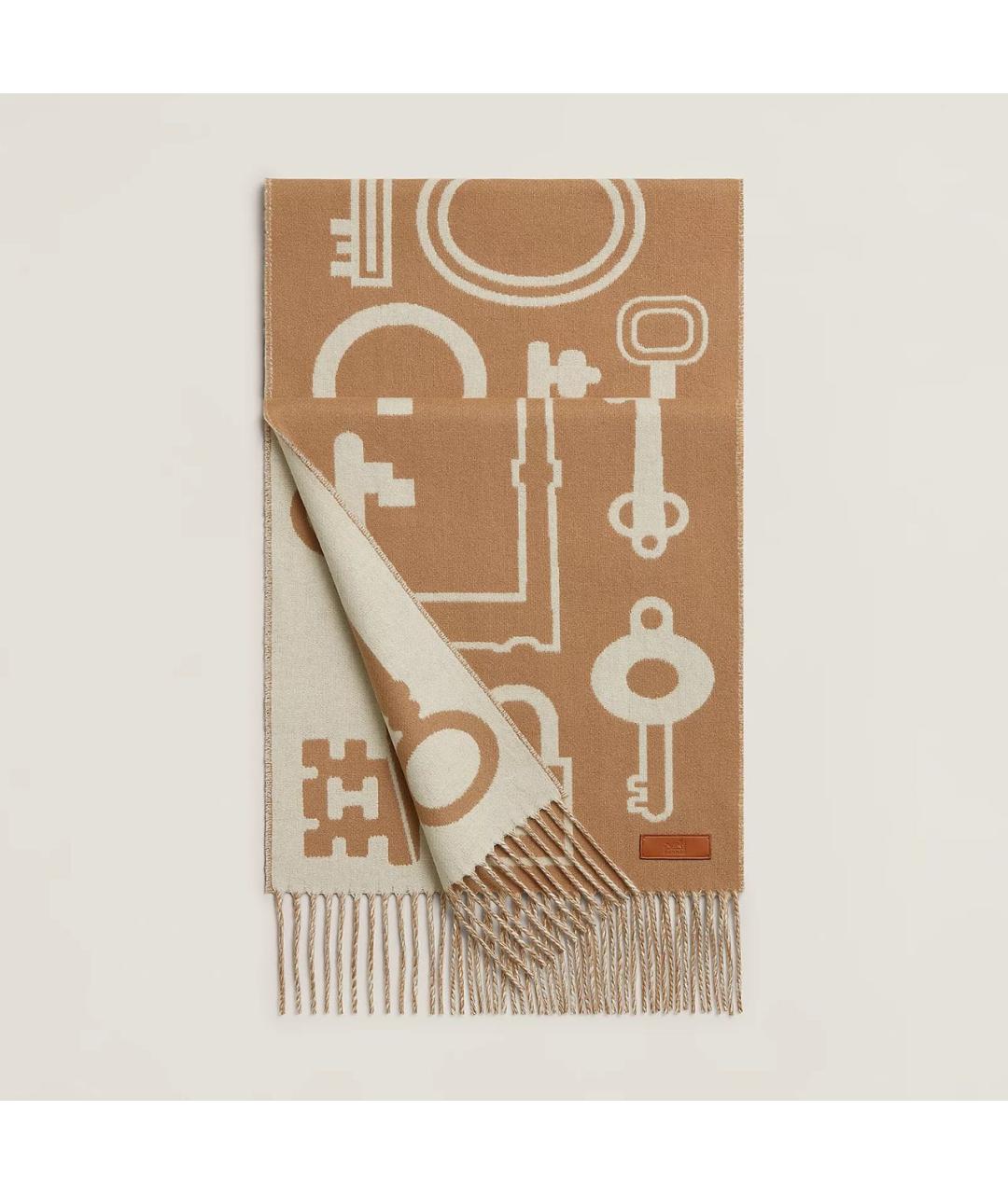 HERMES Бежевый кашемировый шарф, фото 9