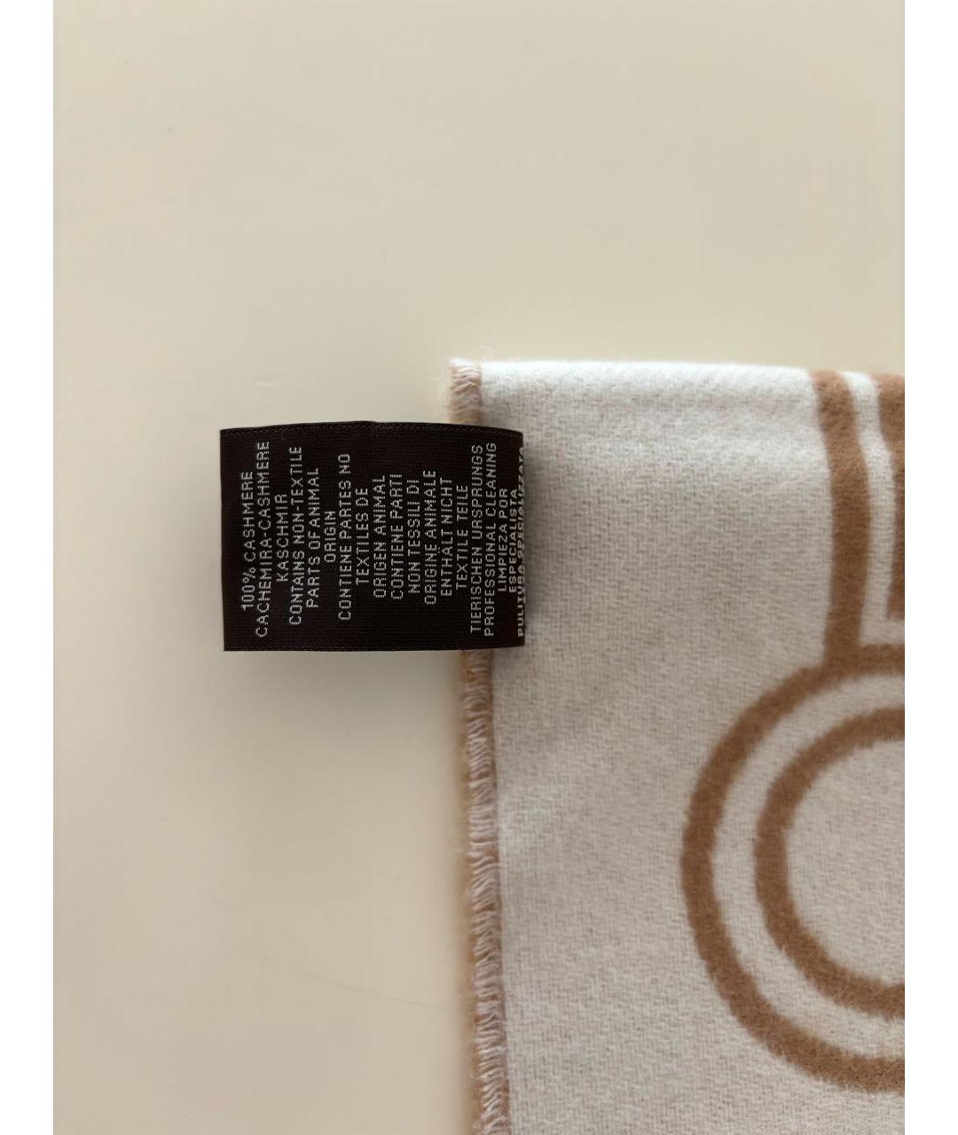 HERMES Бежевый кашемировый шарф, фото 6