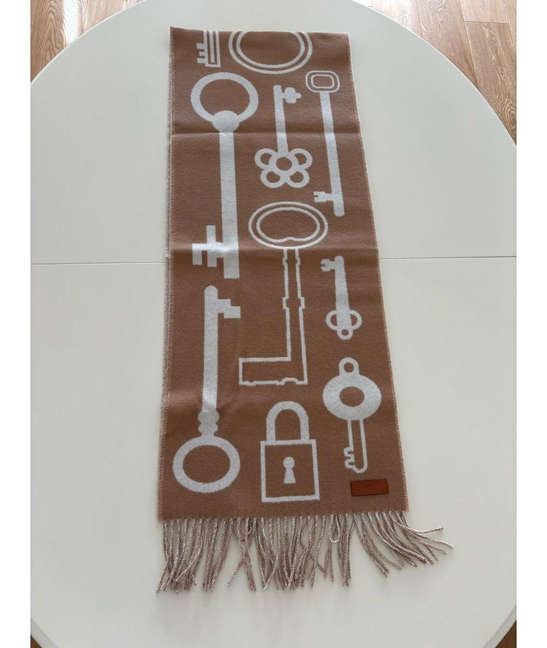 HERMES Бежевый кашемировый шарф, фото 2