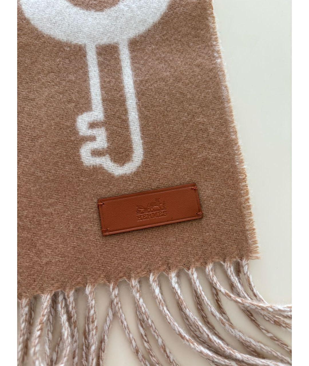 HERMES Бежевый кашемировый шарф, фото 3