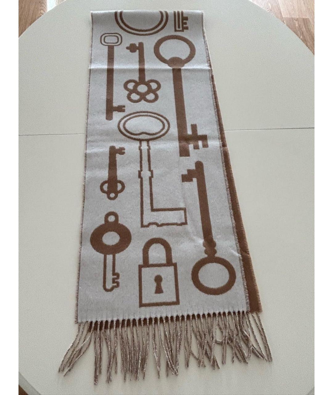 HERMES Бежевый кашемировый шарф, фото 4