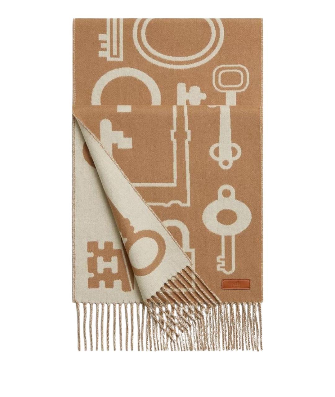 HERMES Бежевый кашемировый шарф, фото 1