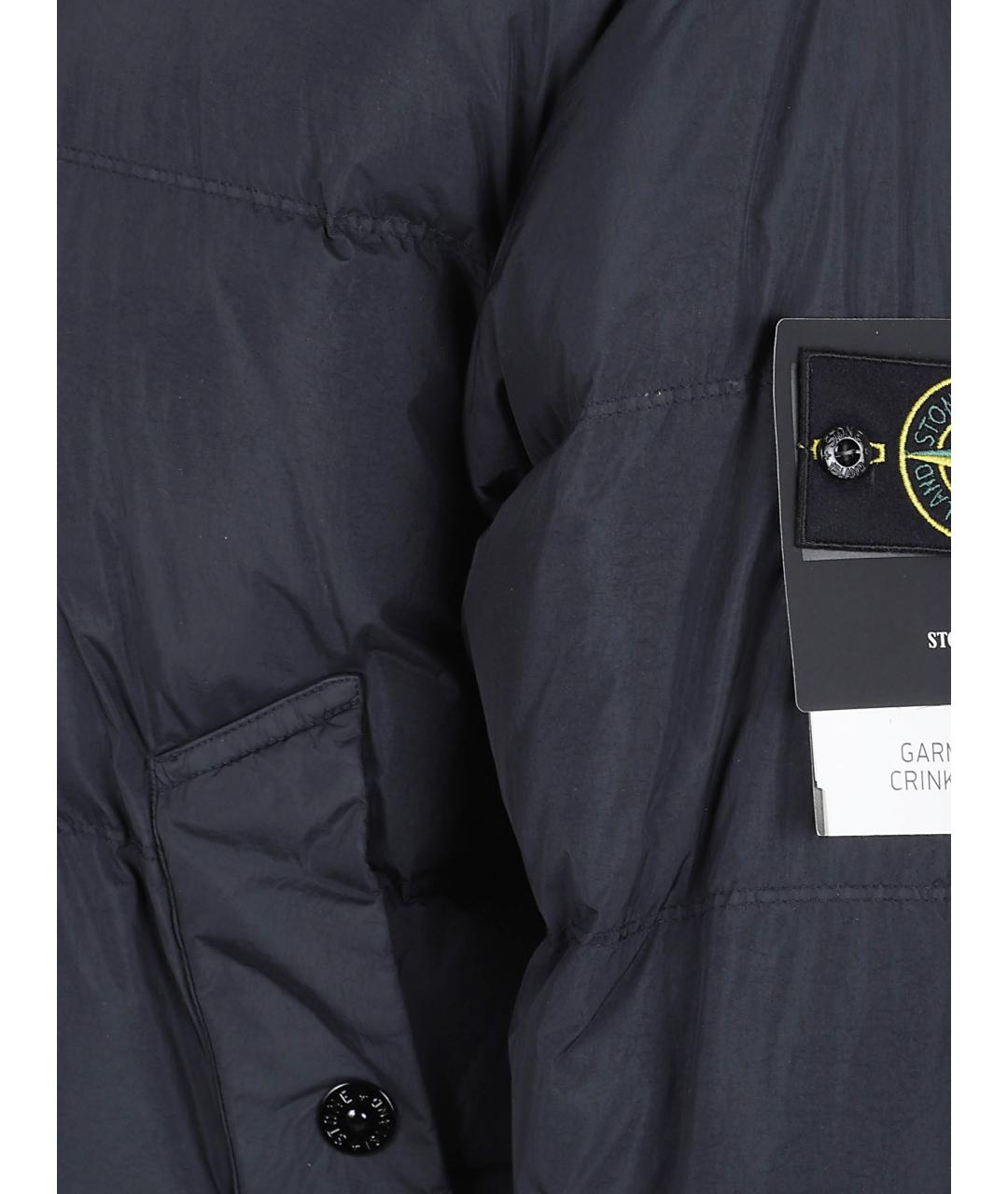 STONE ISLAND Темно-синий полиамидовый пуховик, фото 2