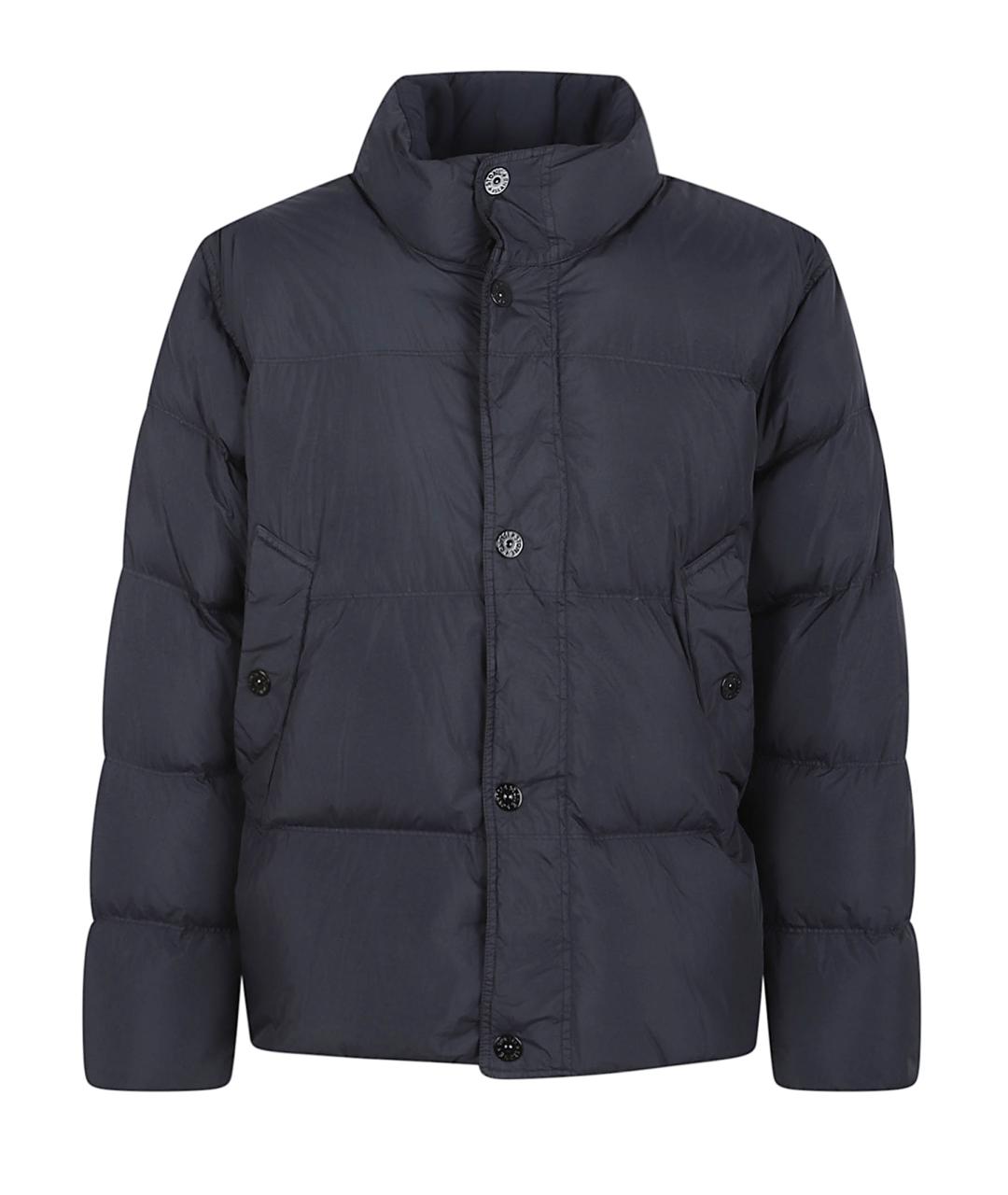 STONE ISLAND Темно-синий полиамидовый пуховик, фото 1