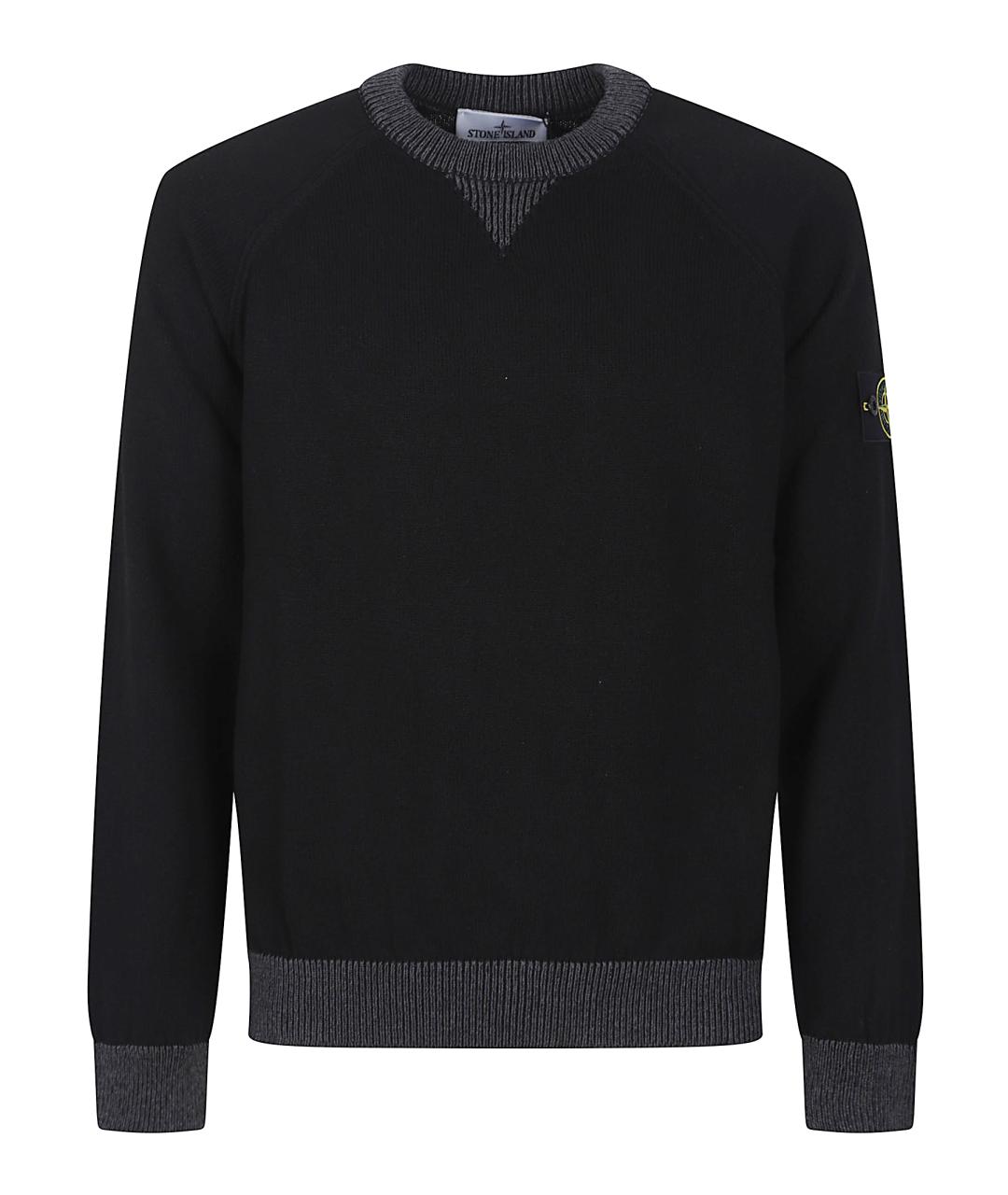 STONE ISLAND Черный хлопковый джемпер / свитер, фото 1